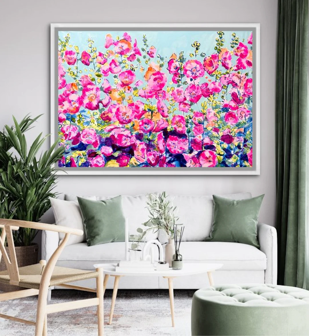 Brooksby - Iconic Pink Hollyhocks XXL