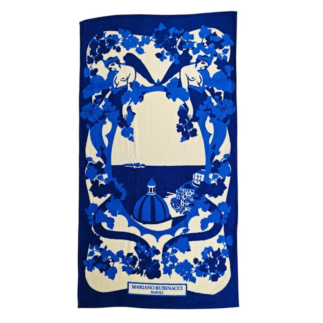 RUBINACCI "Sirenuse" Beach Towel 100x180 cm White / Blue...