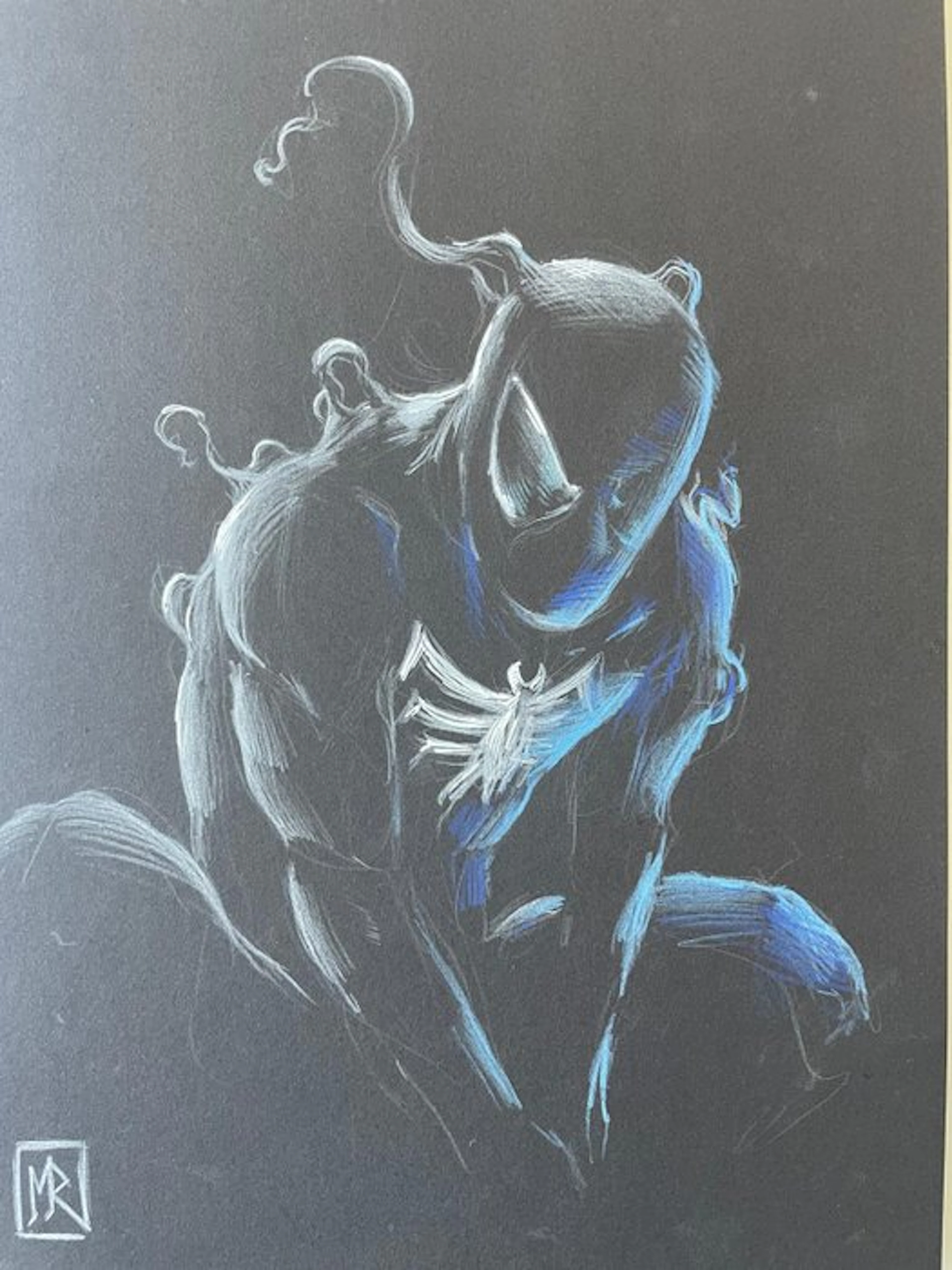 Manuel Ricci - 1 Original colour drawing - Spider-Man - Black Panel Spider-Man