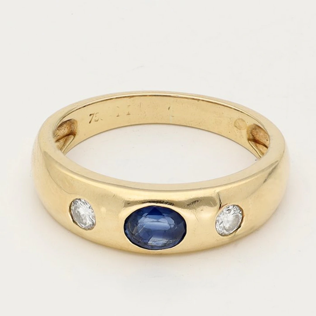 Ring - 18 kt. Yellow gold Sapphire - Diamond