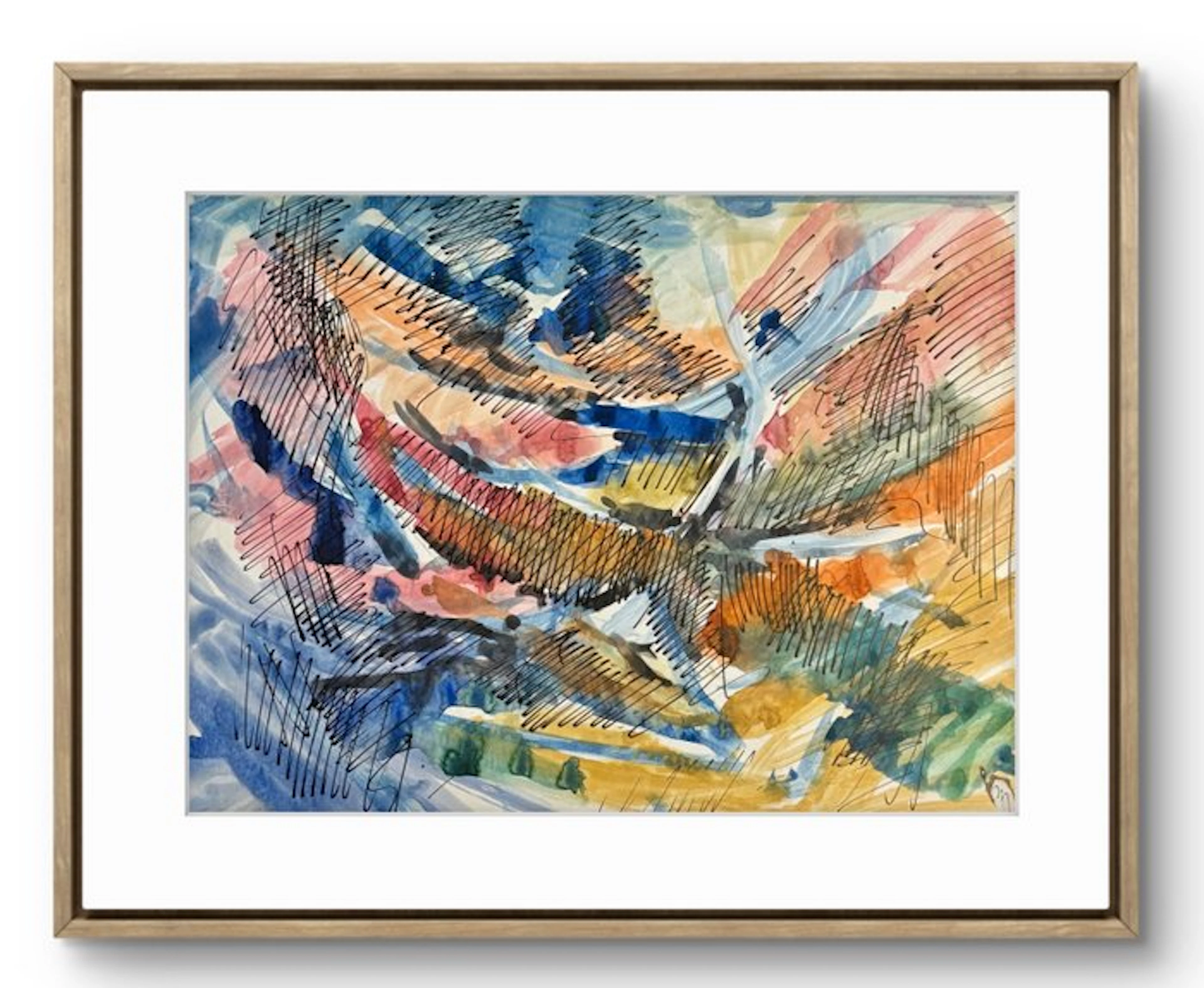 René Mels (1909-1977) - Composition aquarelle et encre – Circa 1965
