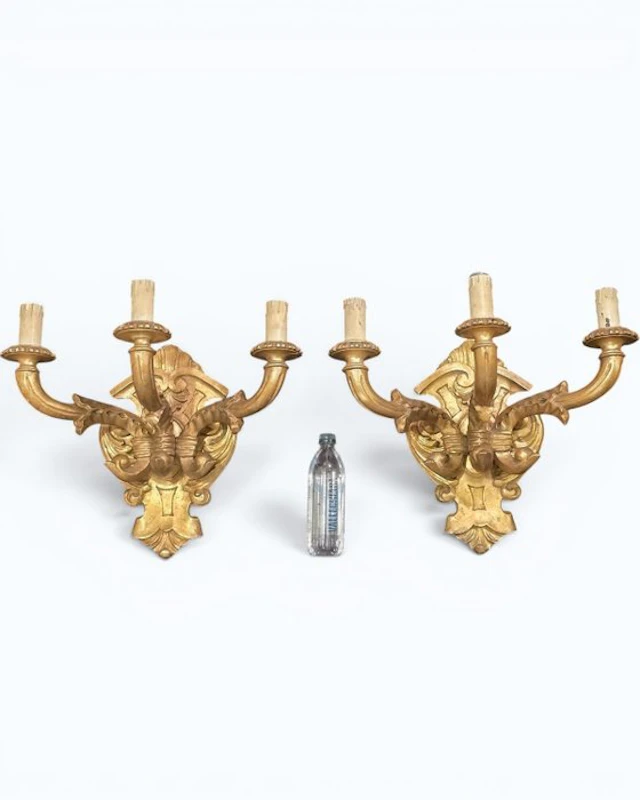 Wall sconce (2) - Gilt wood - In Baroque style