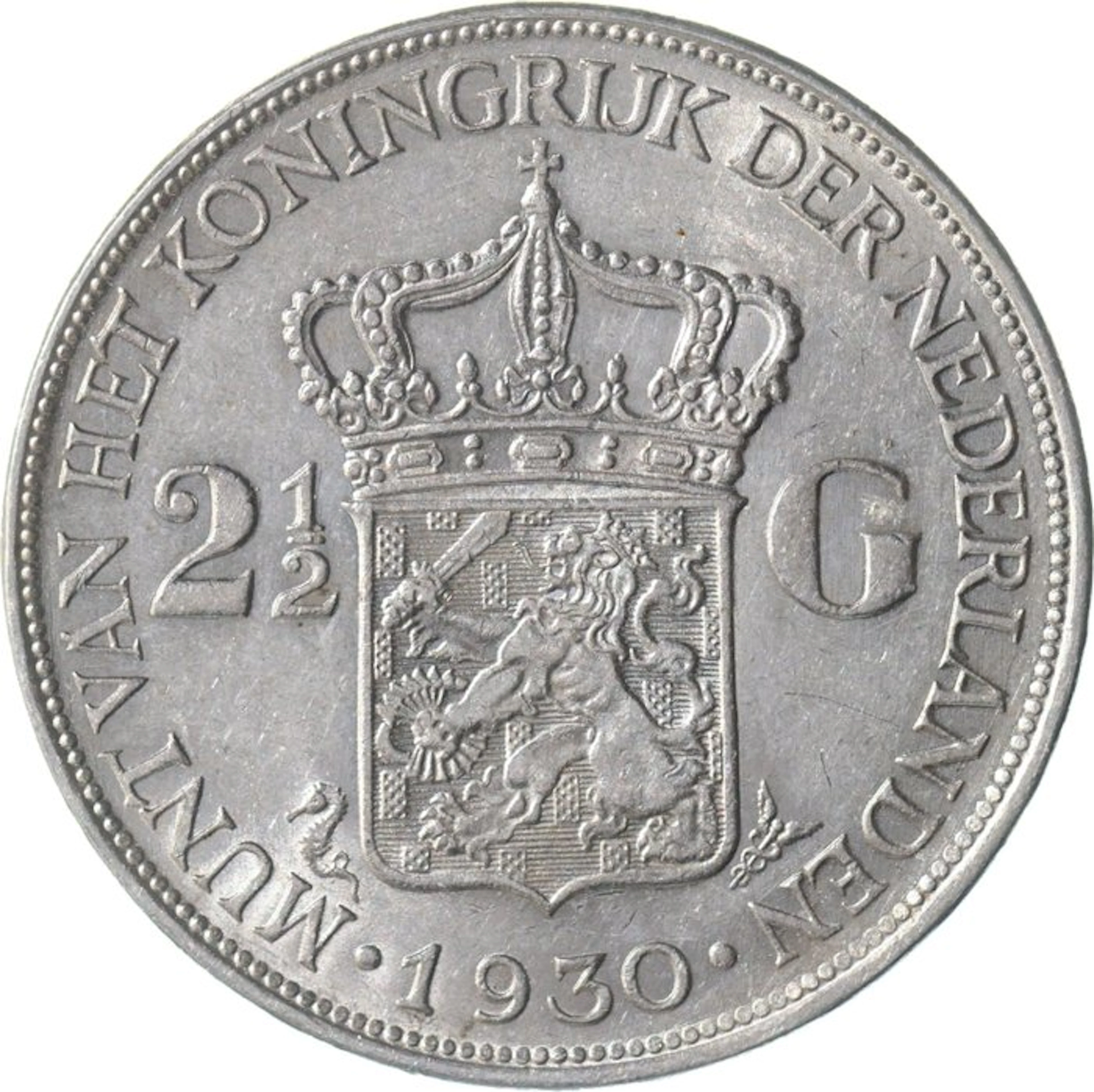 Netherlands. Wilhelmina. 2 1/2 Gulden 1930 (No reserve price)