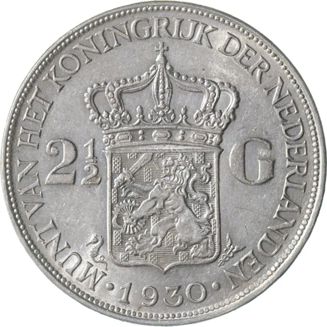 Netherlands. Wilhelmina. 2 1/2 Gulden 1930 (No reserve price)