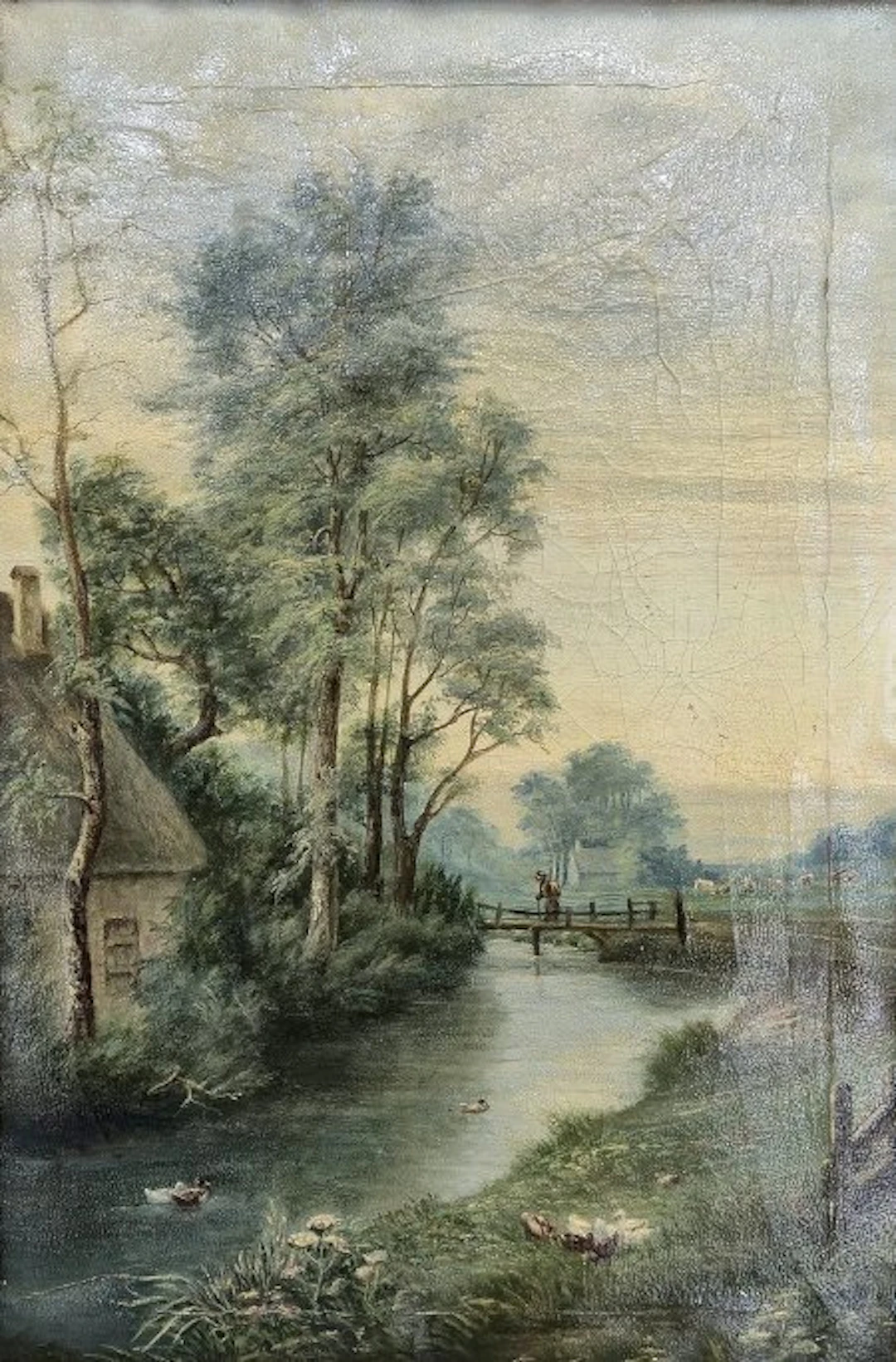 L. Schmidtsche (XX) - Flusslandschaft mit Gehöft