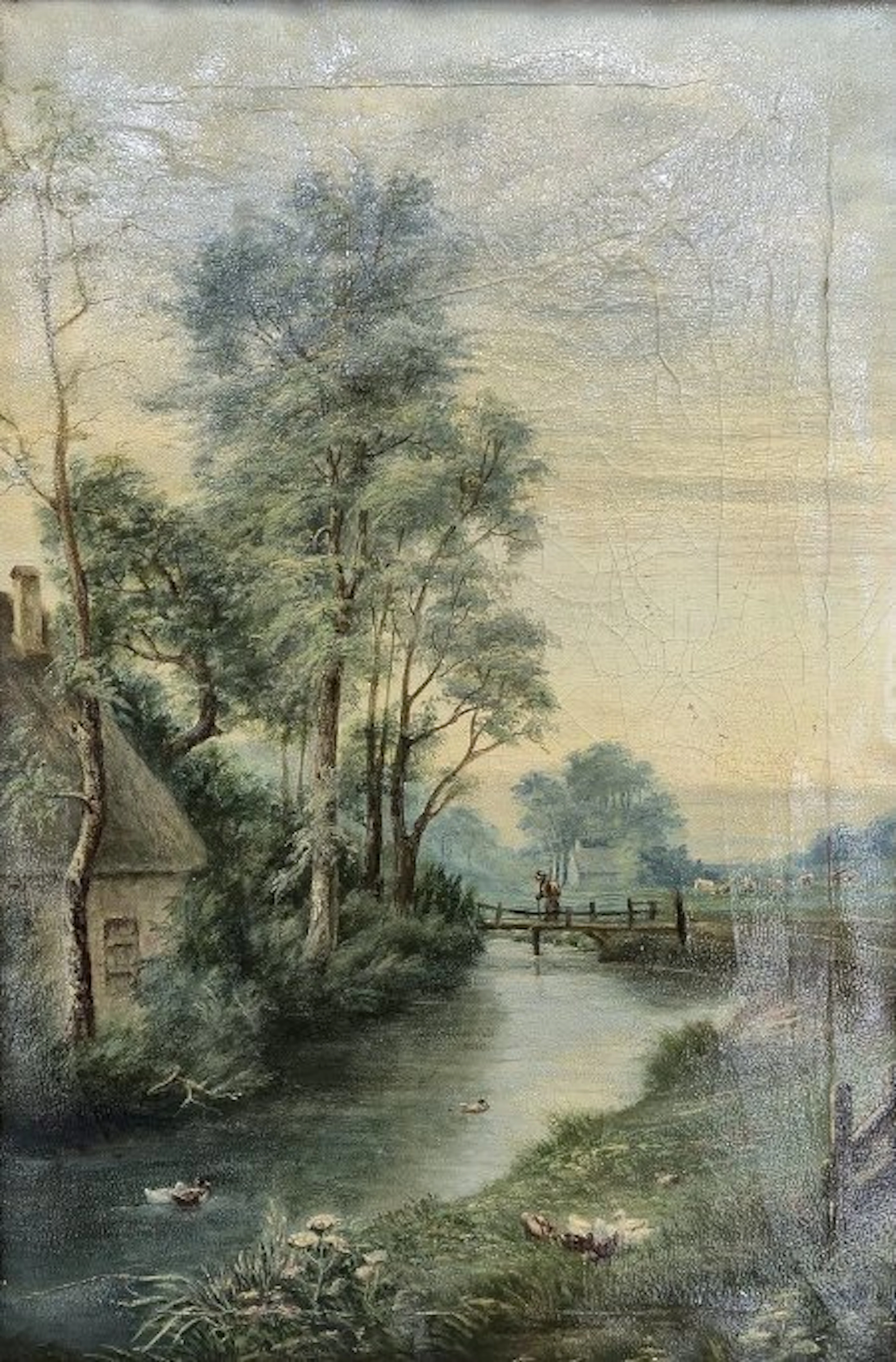 L. Schmidtsche (XX) - Flusslandschaft mit Gehöft