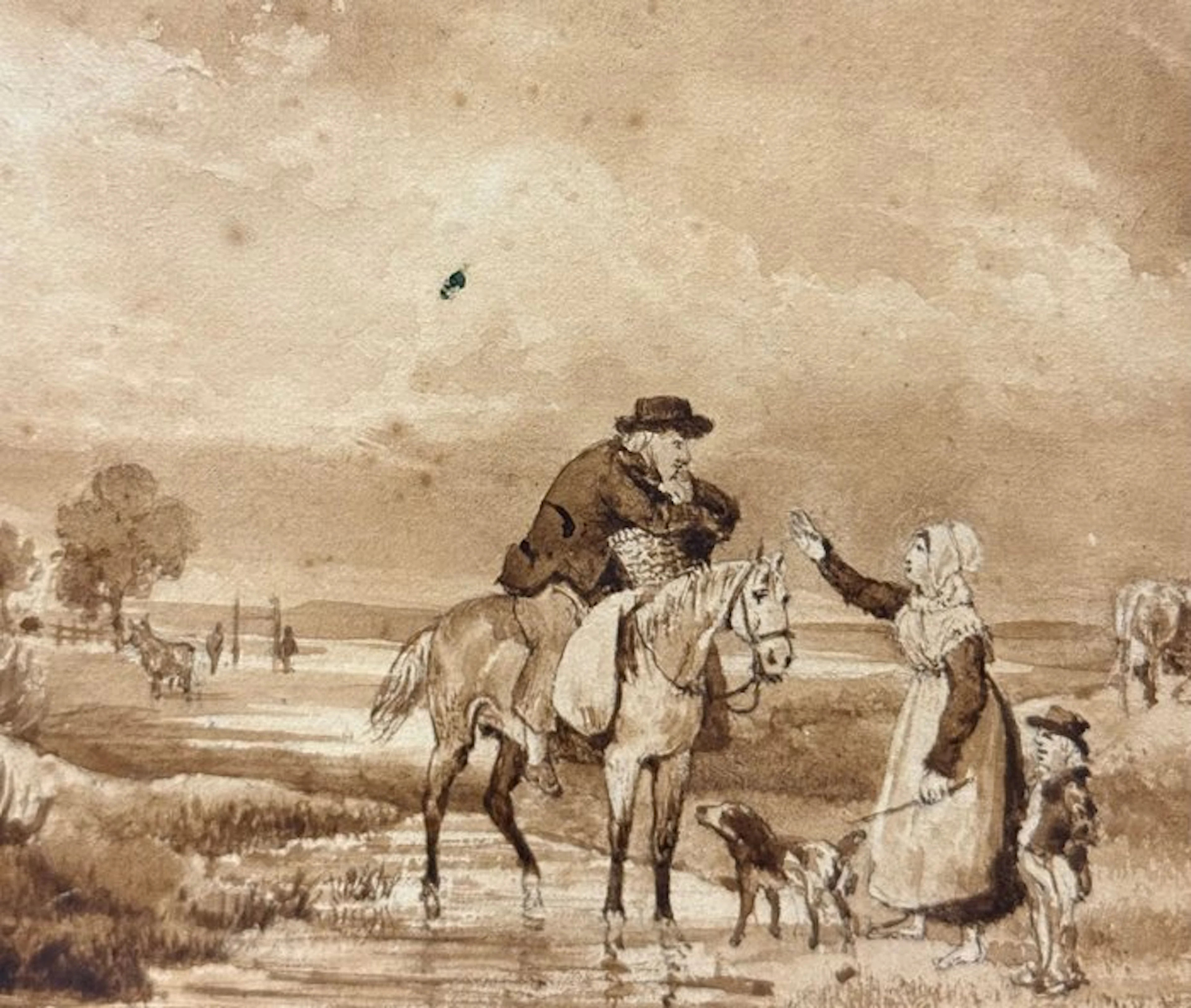 Luigi Bisi (1814-1886) - Paesaggio con Viandanti