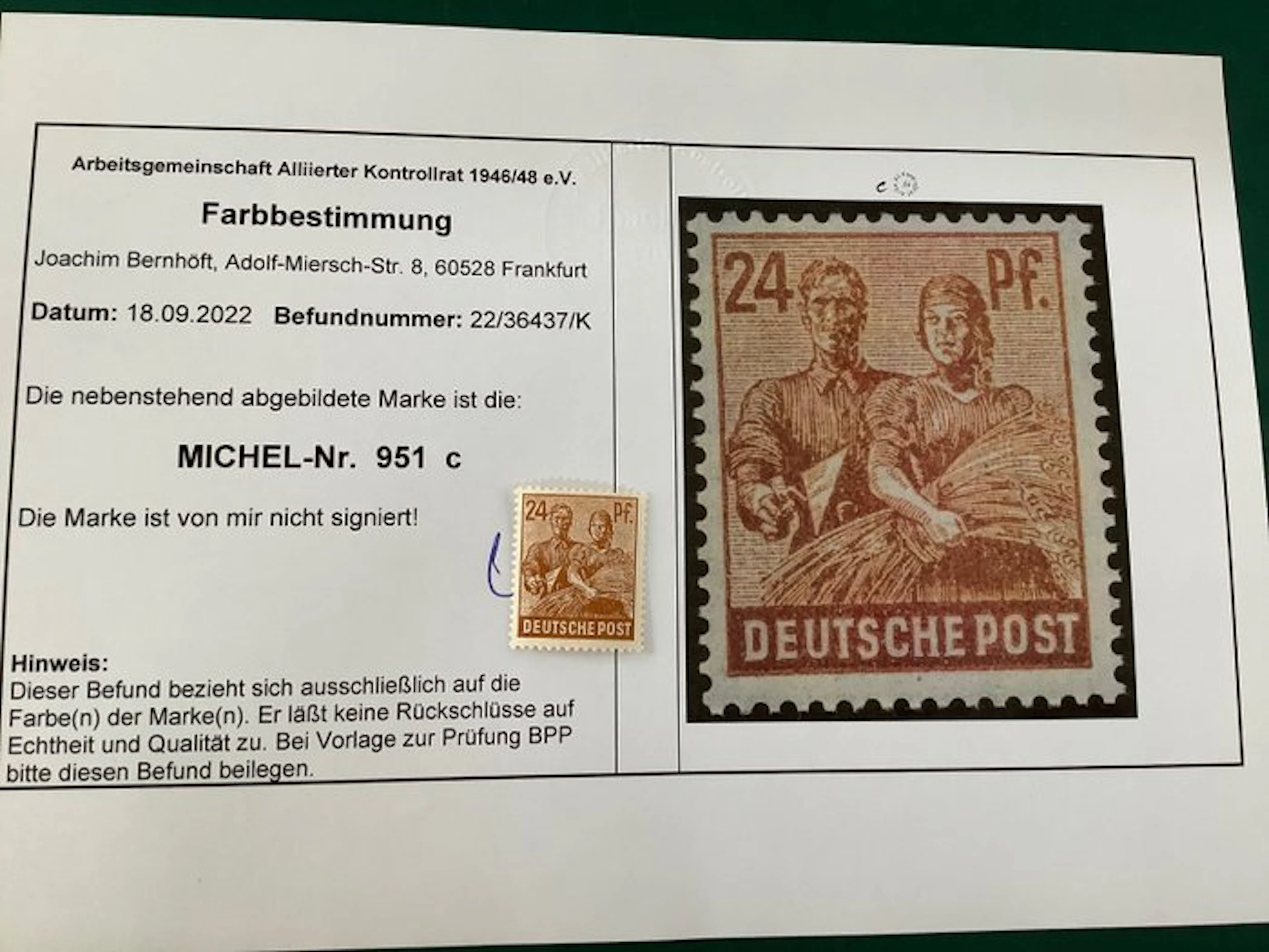 Allied Occupation - Germany 1945 - 24 Pf workers in...
