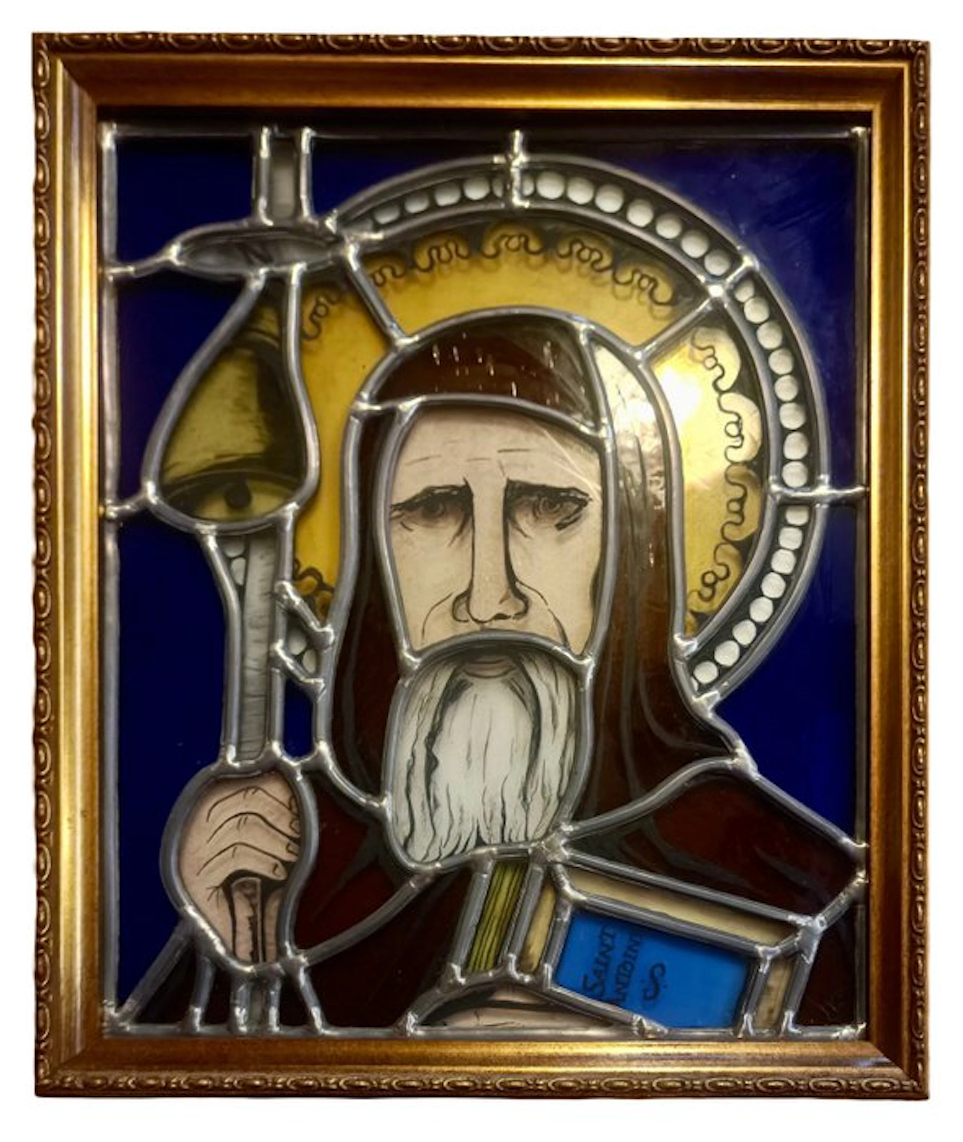 Framed religious stained glass — Saint Anthony - Stained glass - 1970-1980