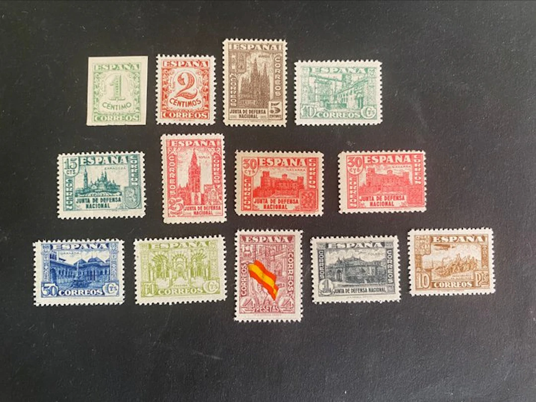 Spain 1936/1937 - National Defense Junta - Edifil 802/13 y 808A** MNH