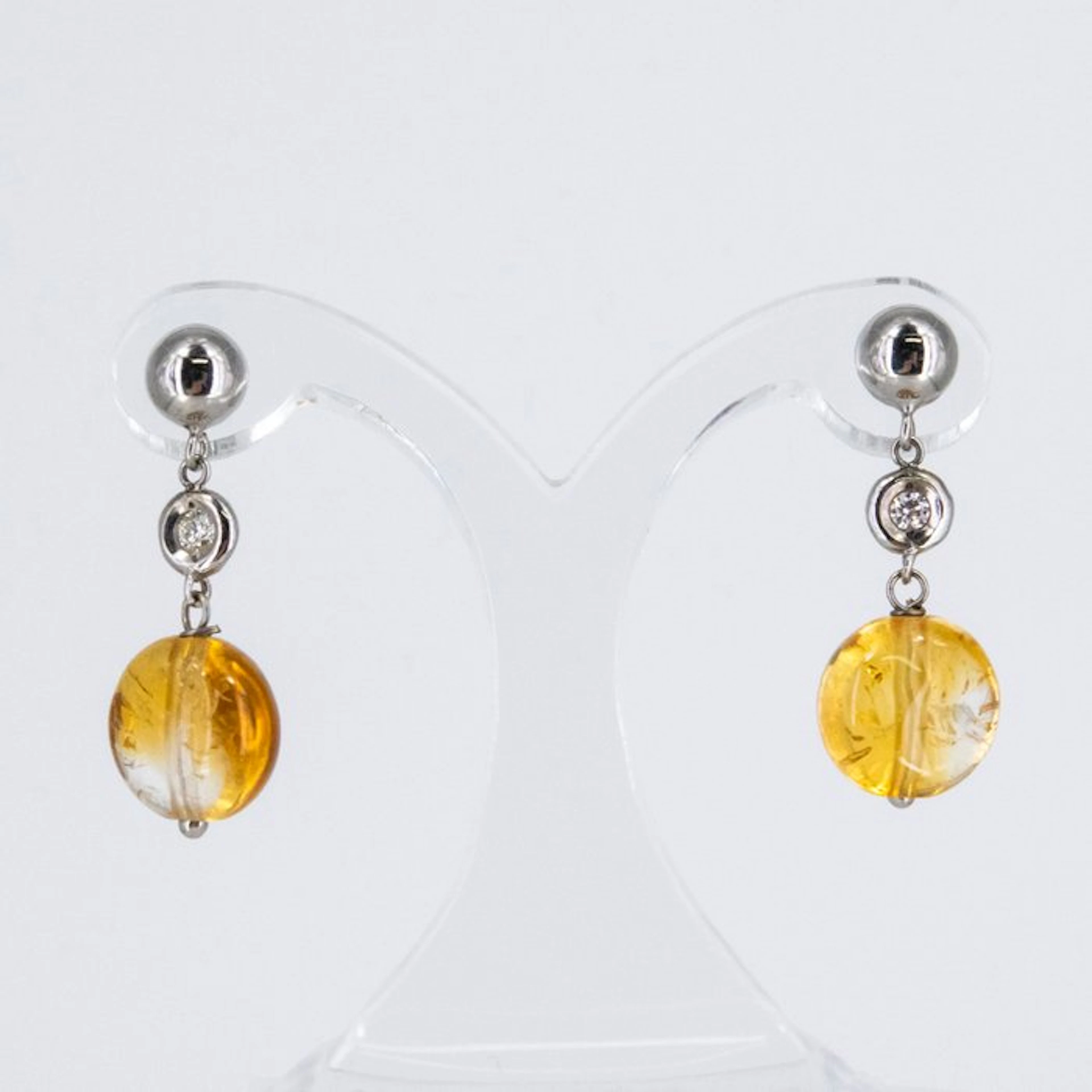 Earrings - 18 kt. White gold Quartz - Diamond