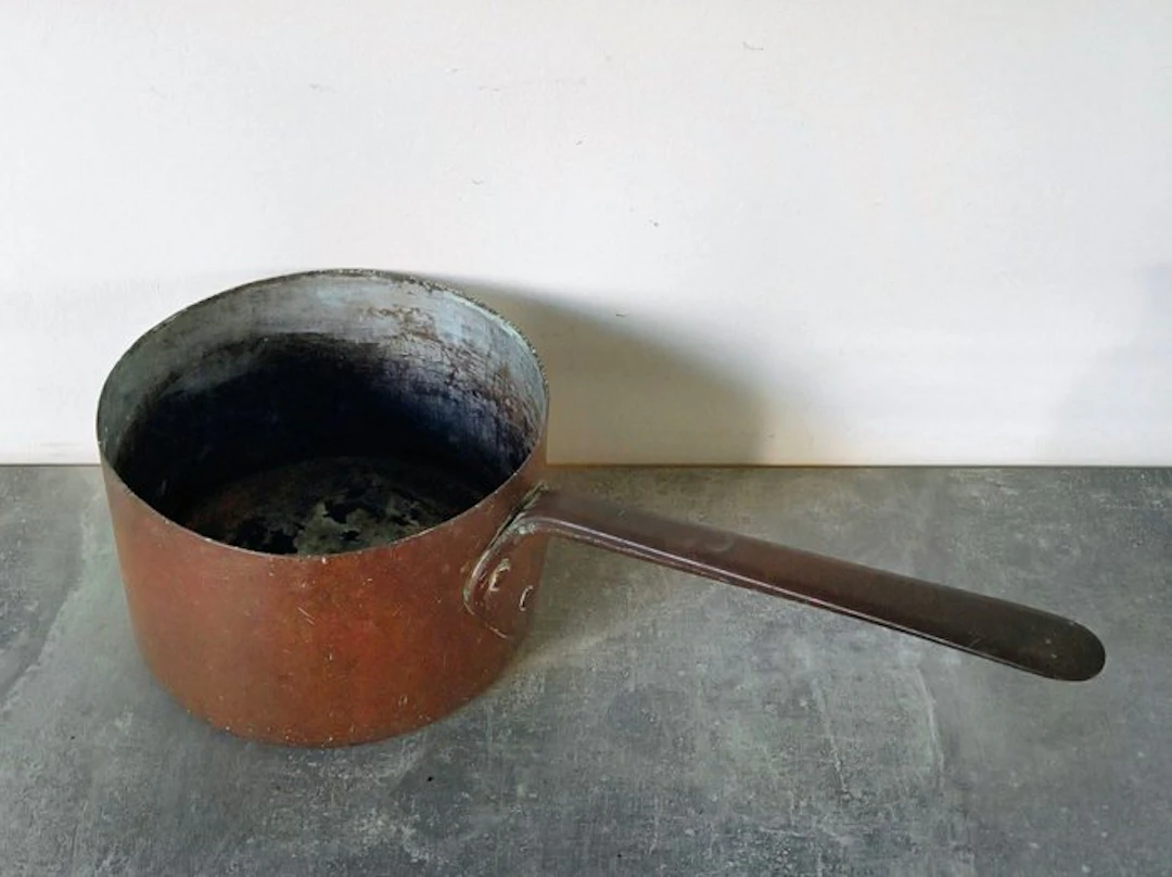 Handmade - Saucepan - Large steel pan / saucepan - Copper...
