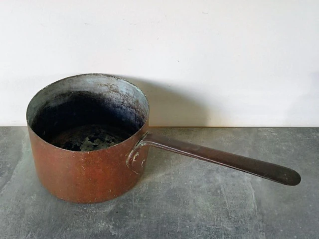 Handmade - Saucepan - Large steel pan / saucepan - Copper...