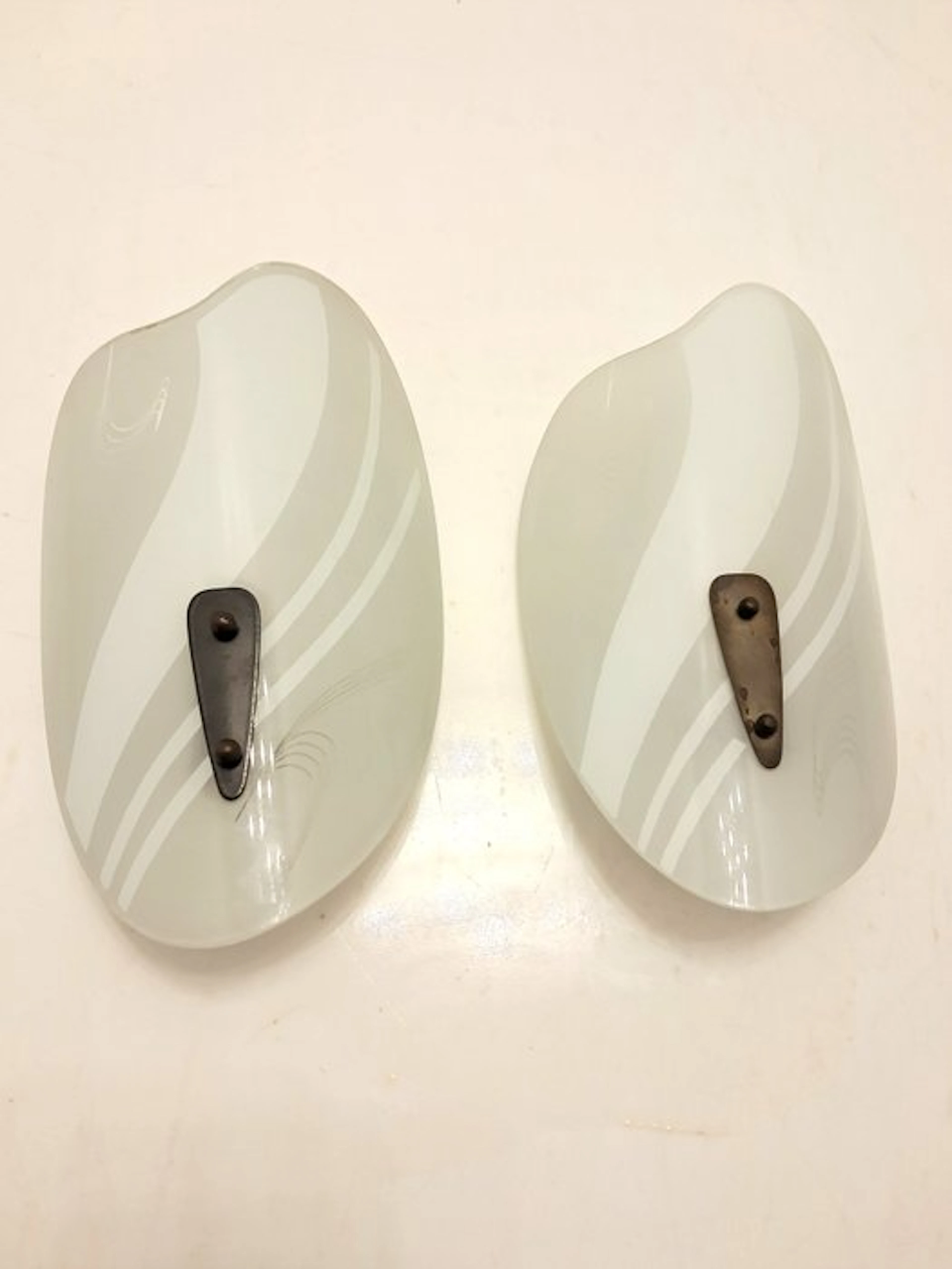 Wall lamp - Glass, Metal - Two bedside lamps