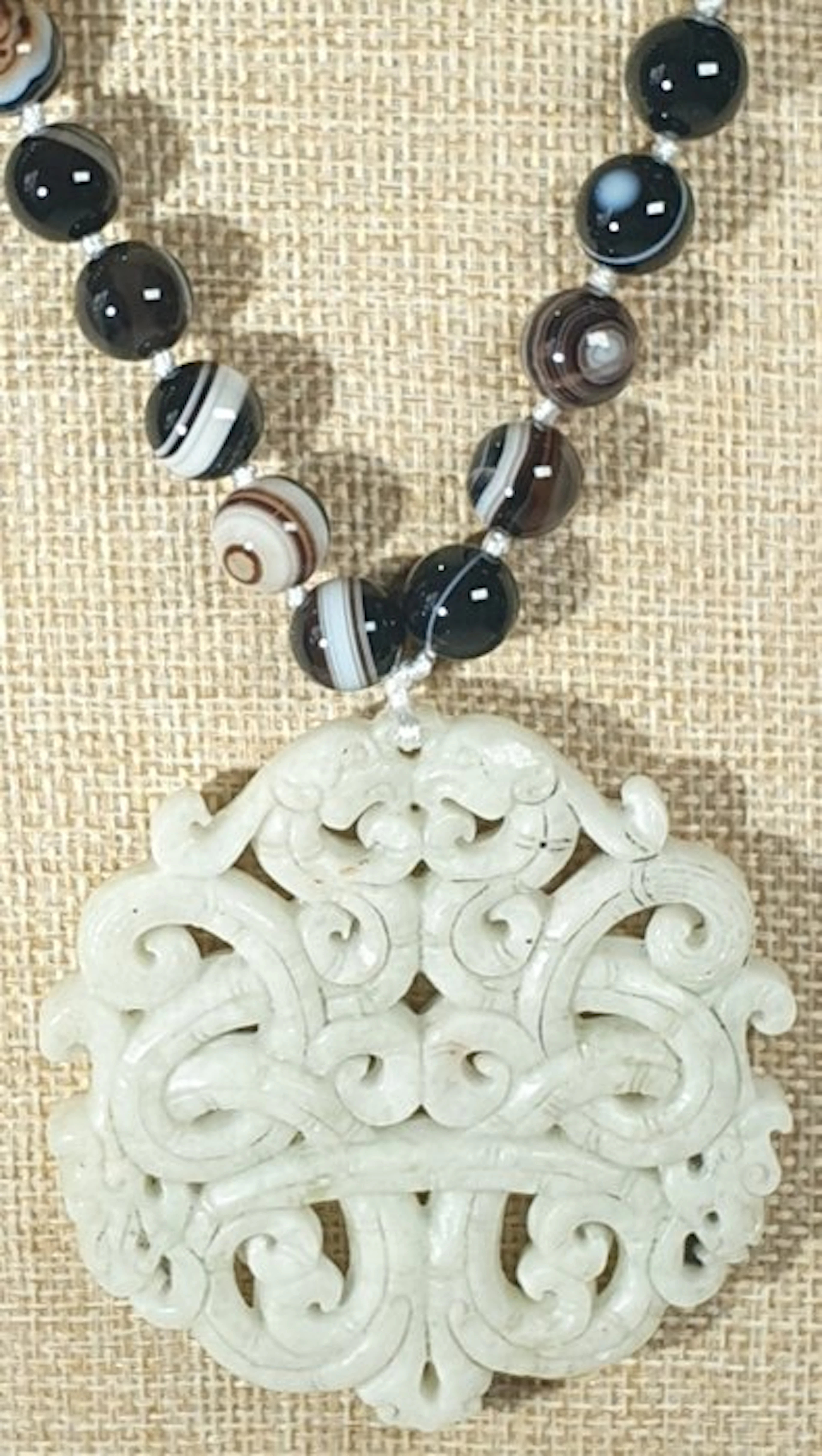 Botswana agate and protective amulet - Dragon and Phoenix...