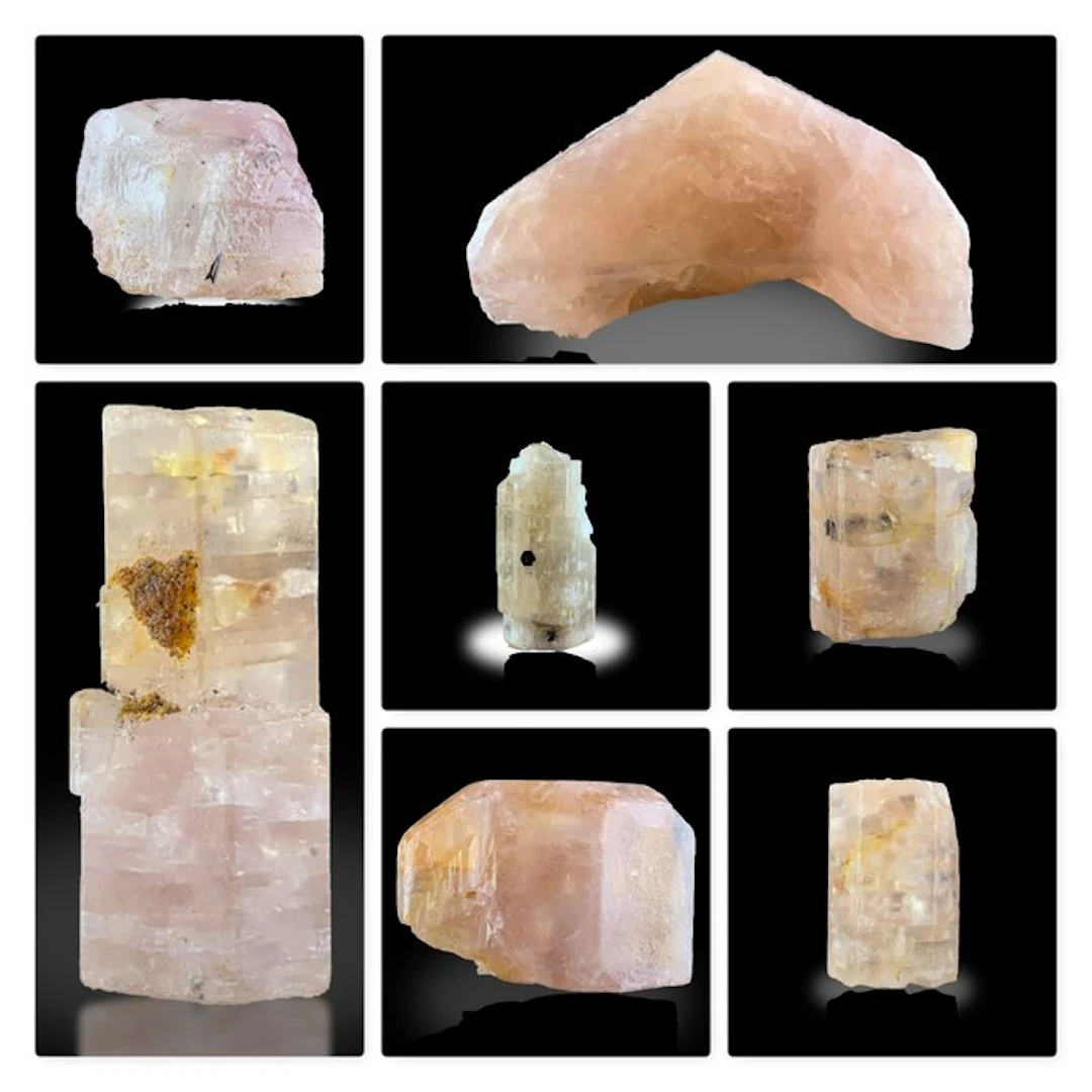 Pink Apatite Crystal Specimens – Pinkish Collector Mineral Lot- 63 g - (7)