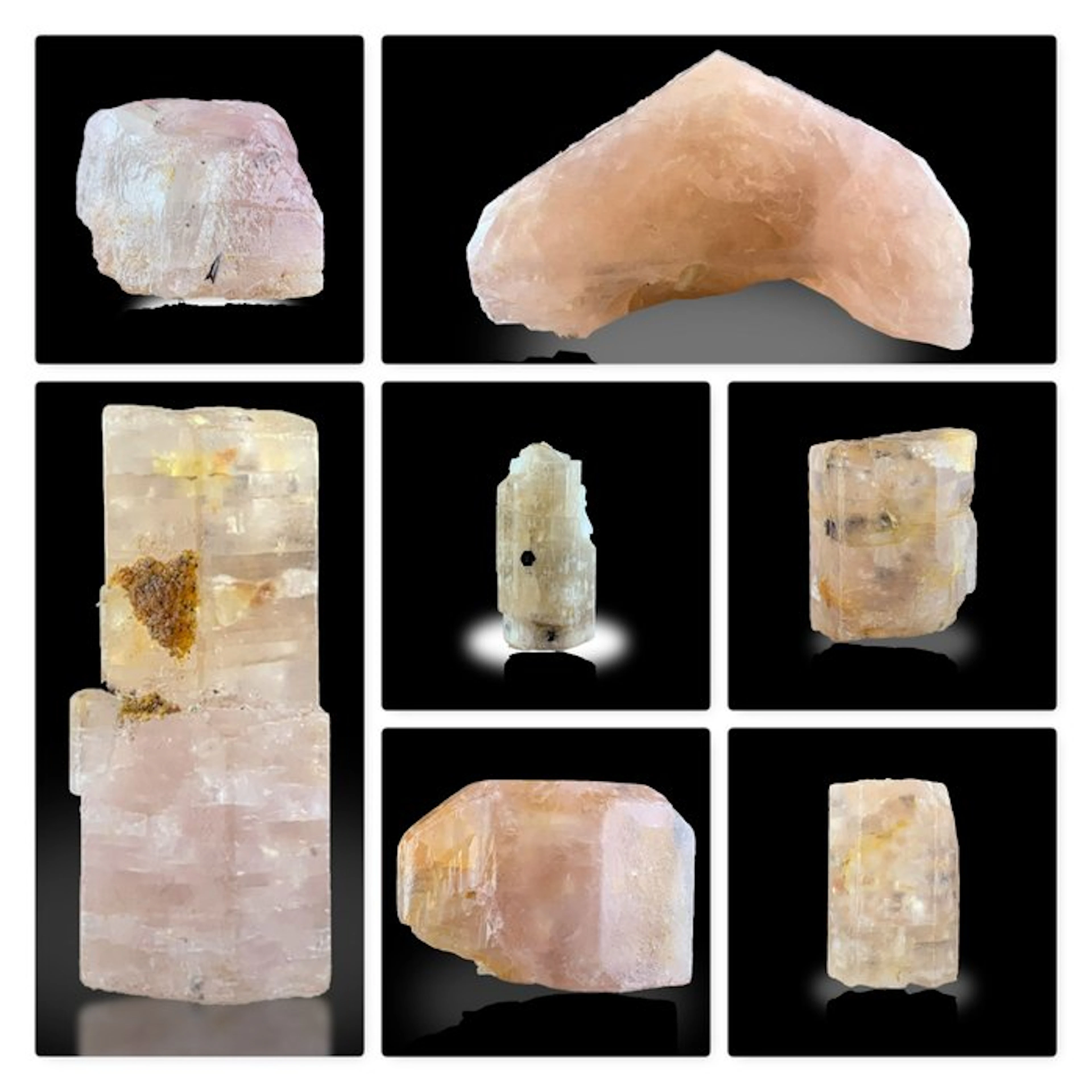 Pink Apatite Crystal Specimens – Pinkish Collector Mineral Lot- 63 g - (7)