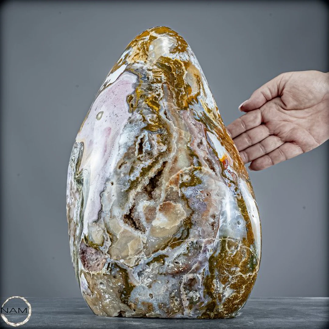 Ocean Jasper freeform with sparkling druzy – An...