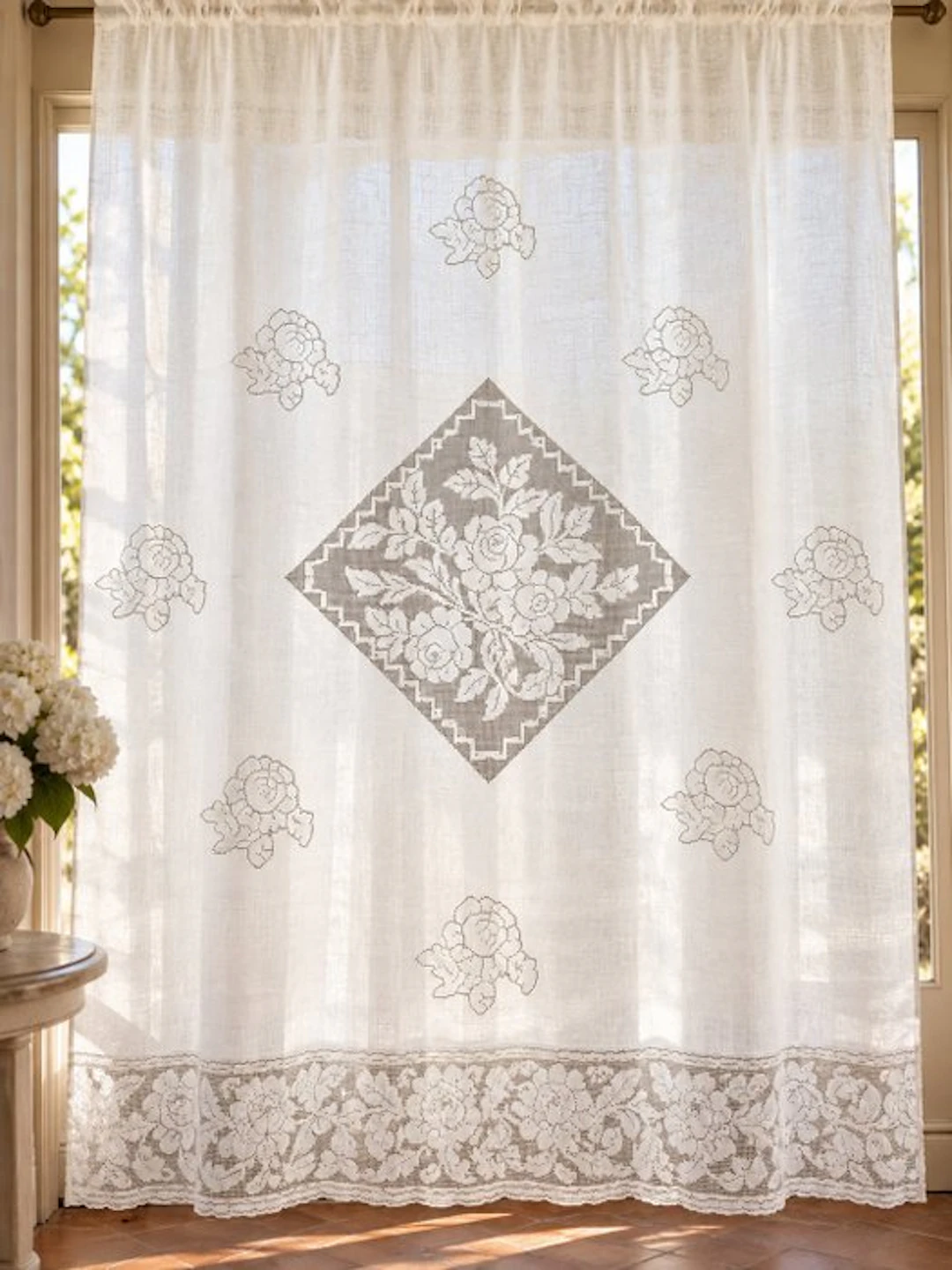 Embroidery - 300 cm - 210 cm - Sicilian Drawnwork
