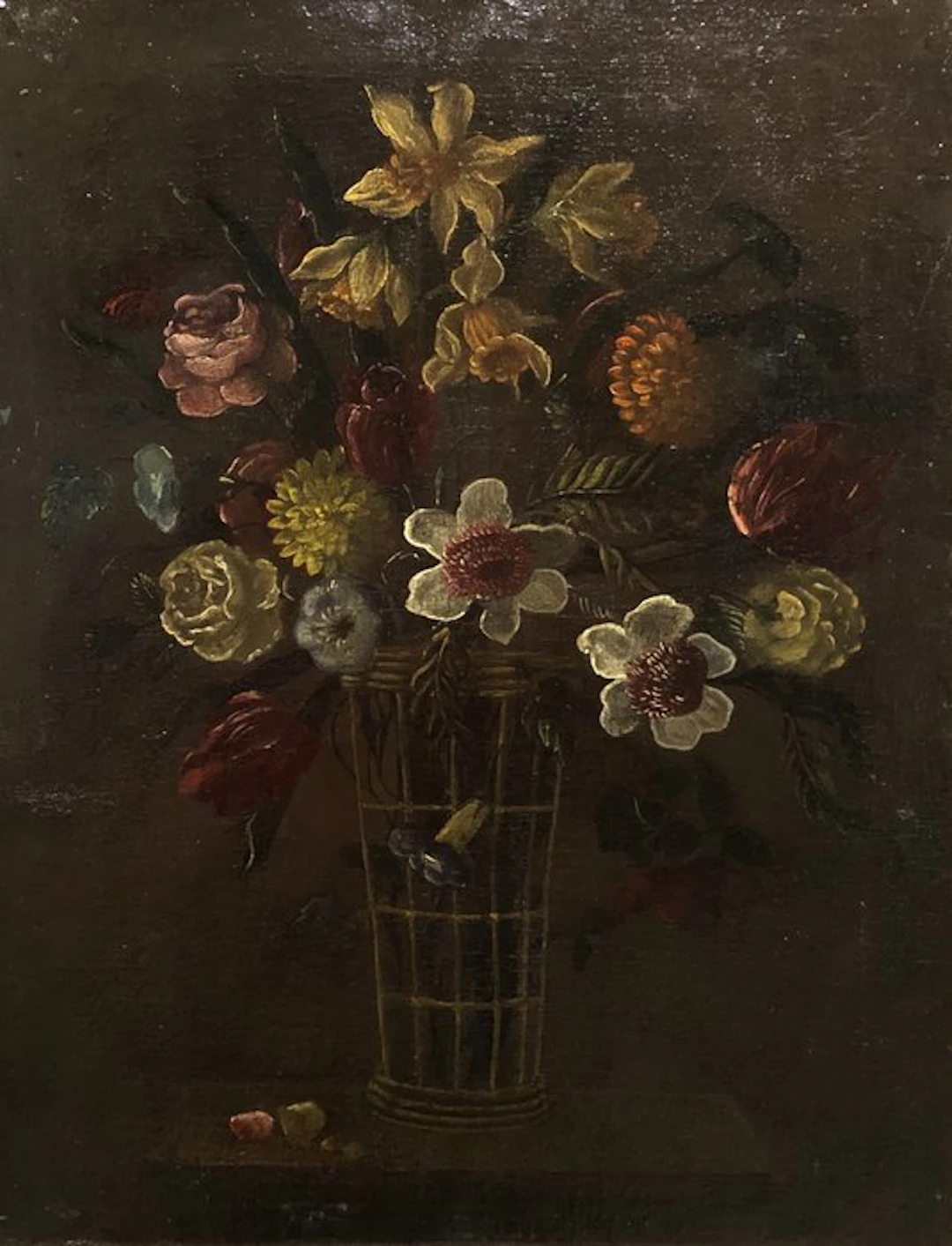 École Espagnole Ancienne (c. 1800) - Panier à Fleurs