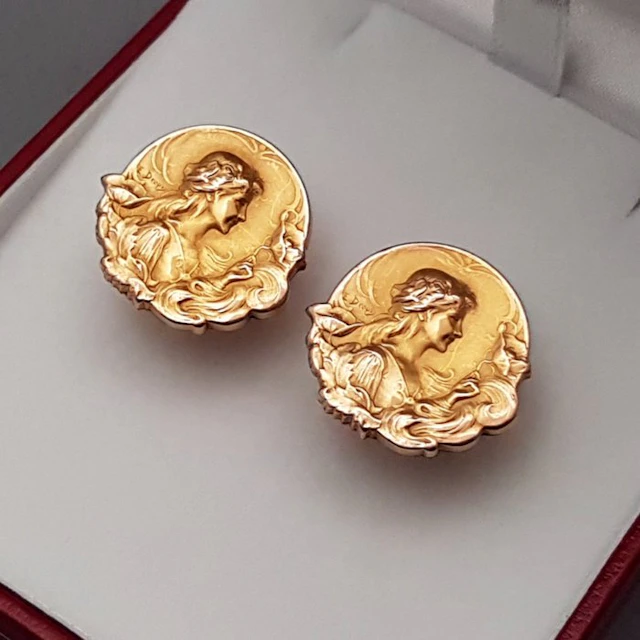 E. Dropdy, Art Nouveau. Double/Gold-plated - Cufflinks - Fixed Title