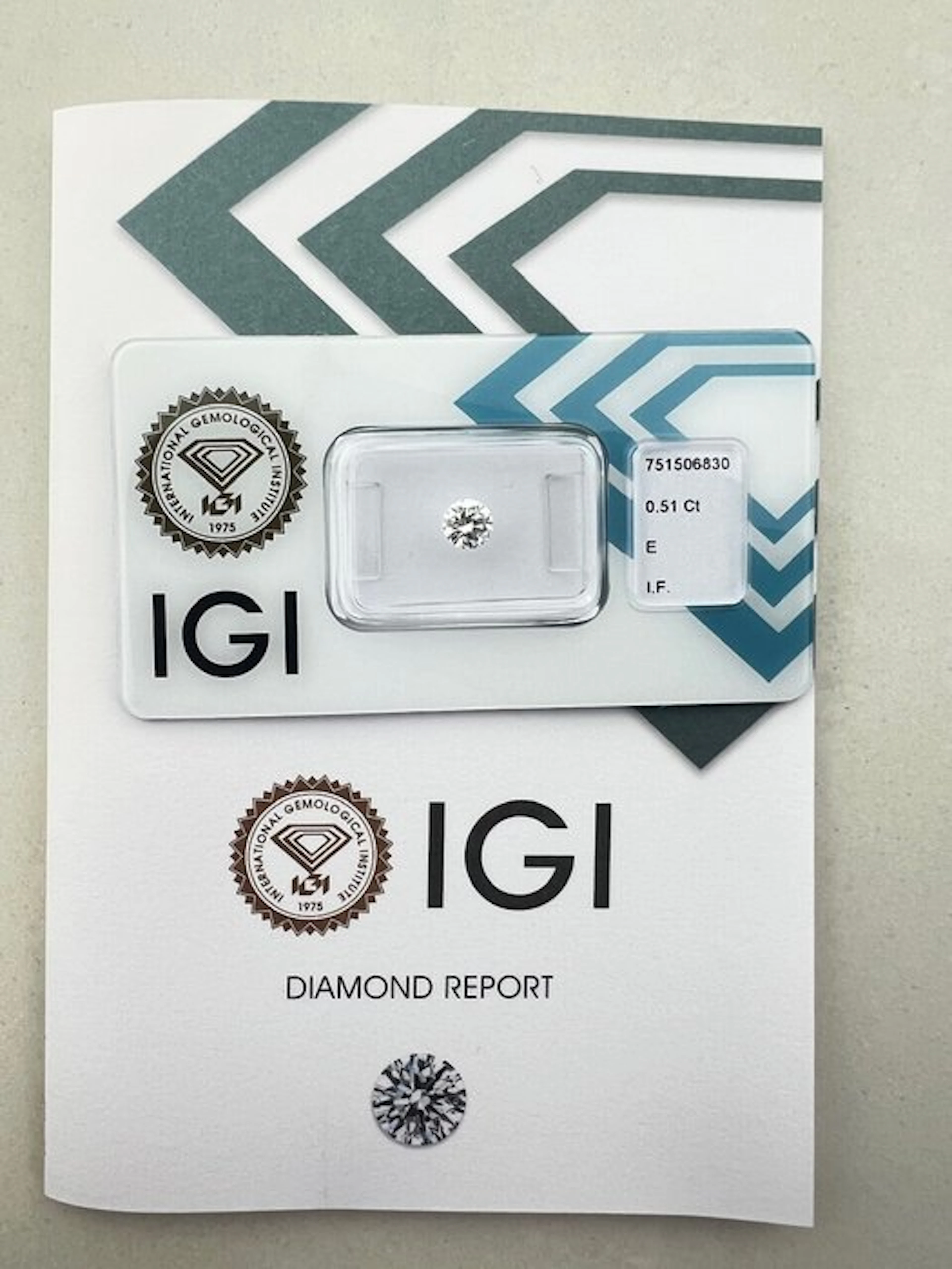 1 pcs Diamond (Natural) - 0.51 ct - Round - E - IF...
