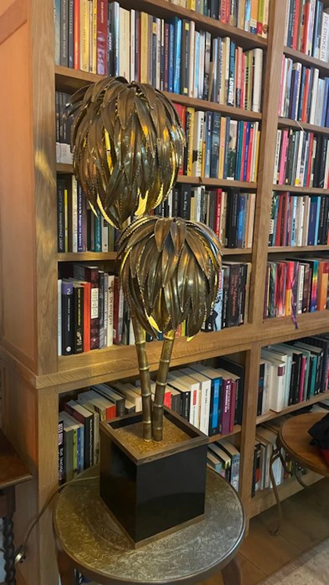 For Maison Jansen - Lamp - Double palm lamp - Brass stem...