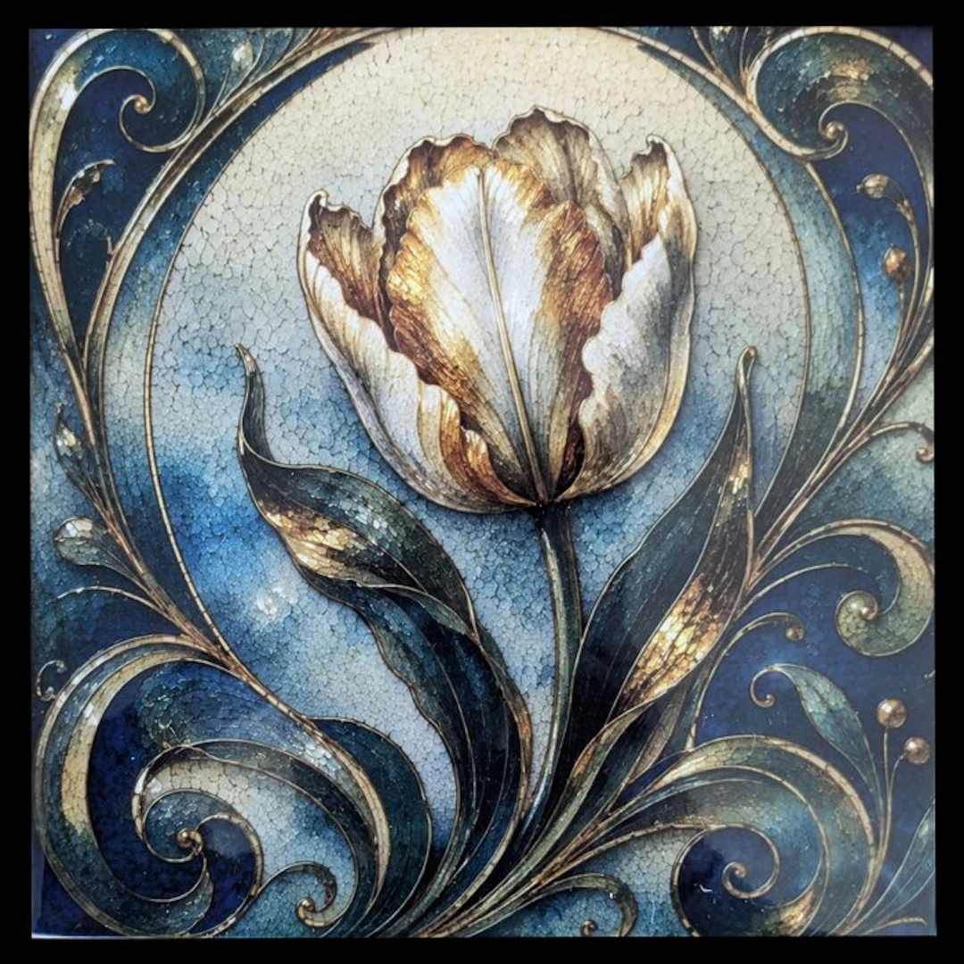 Galerie Teejo - TEEJO - ART TILES – ART NOUVEAU - FLOWER - Céramique brilant