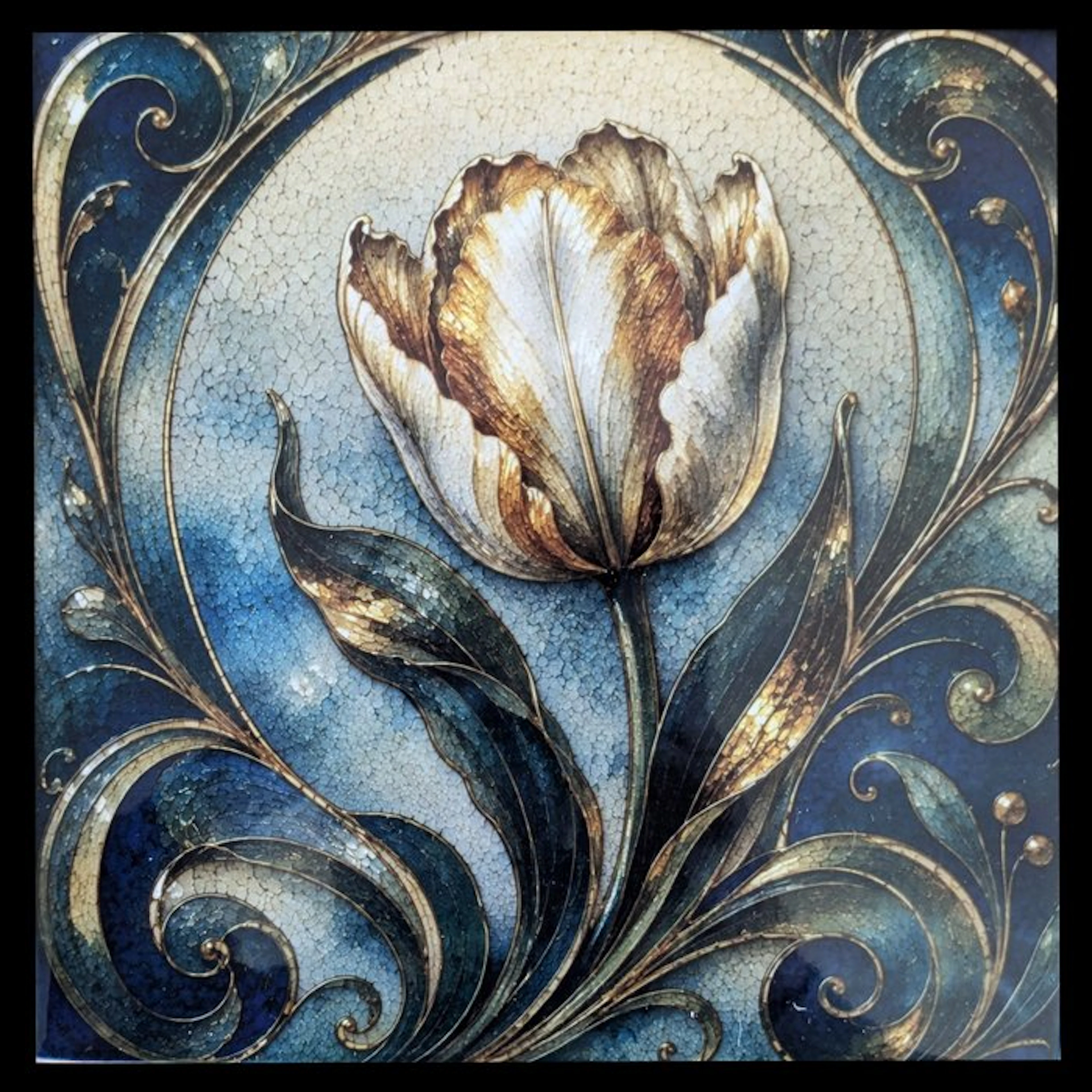 Galerie Teejo - TEEJO - ART TILES – ART NOUVEAU - FLOWER - Céramique brilant