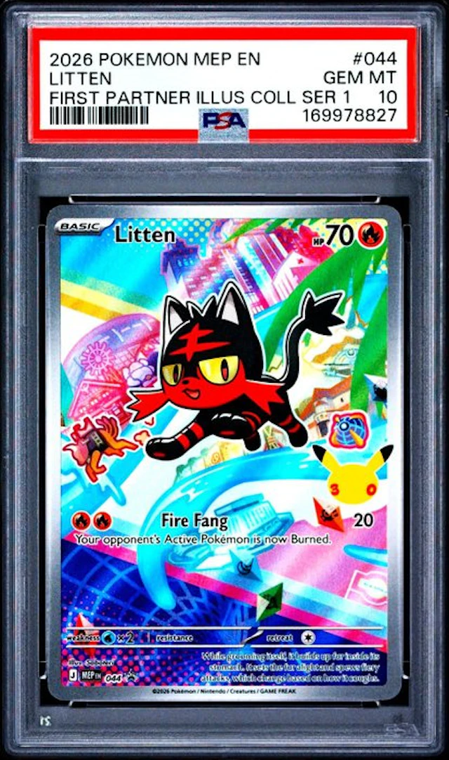 Pokémon - 1 Graded card - Litten 044 Foil, Full art - PSA 10 - Various sets