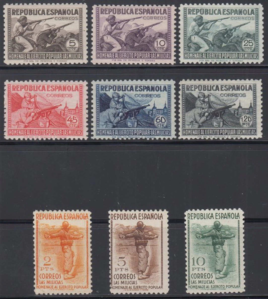 Spain 1938 - Complete series. Tribute to the People's Army. - Edifil 792/800