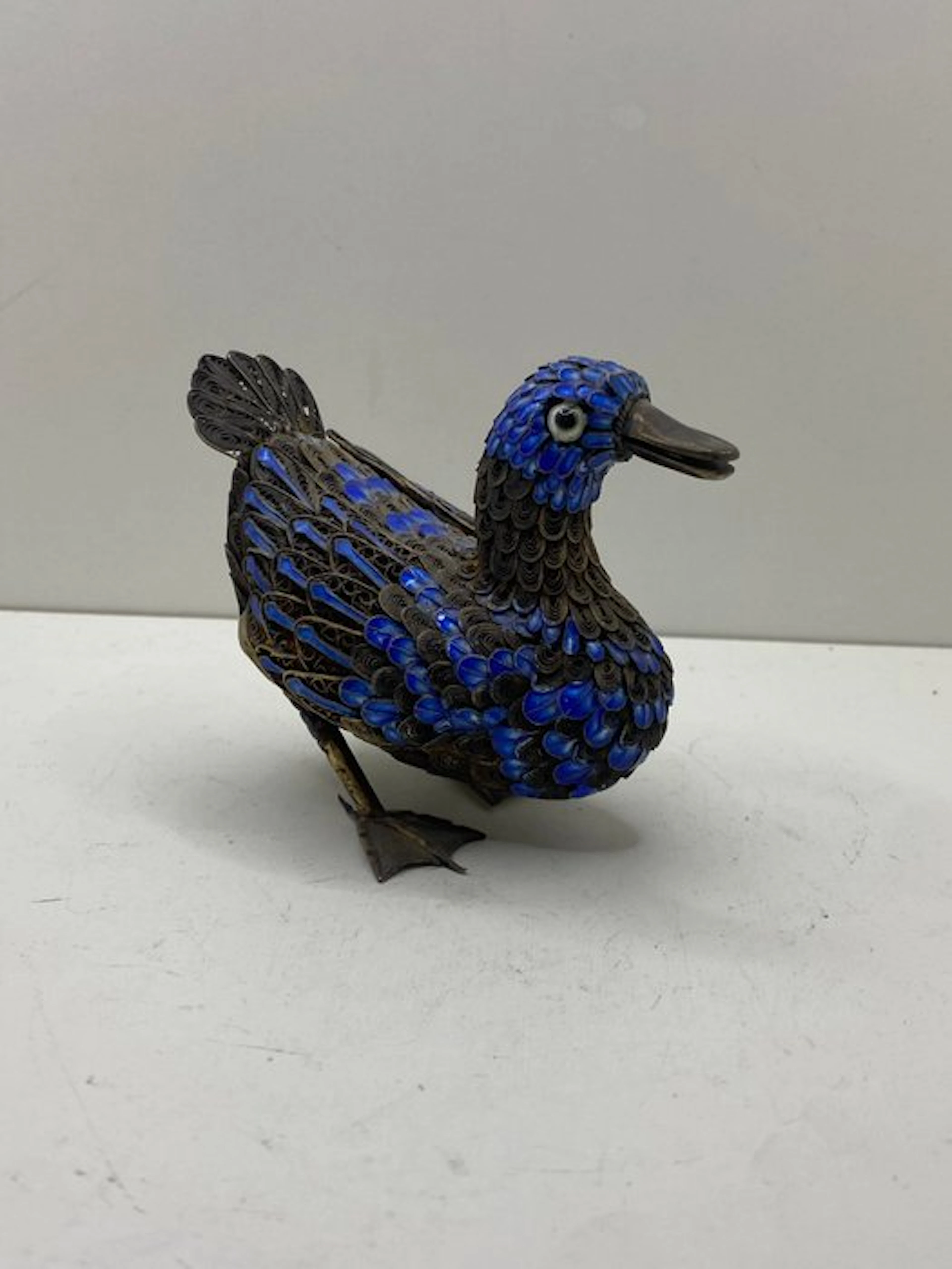 Figure - Anatra smaltata in argento - .925 silver