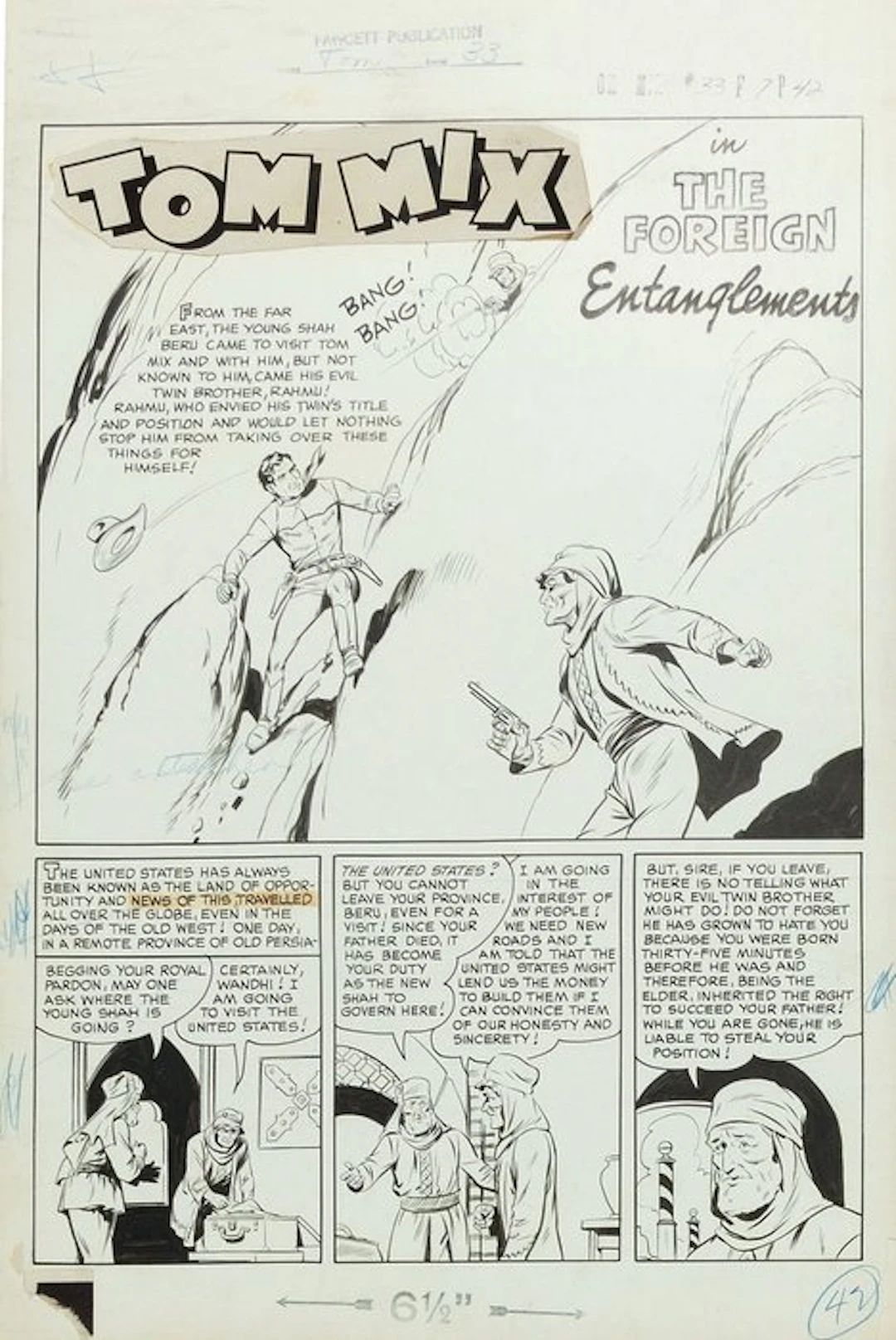Unbekannt - 1 Original drawing - Tom Mix - The Foreign Entanglements - 1950