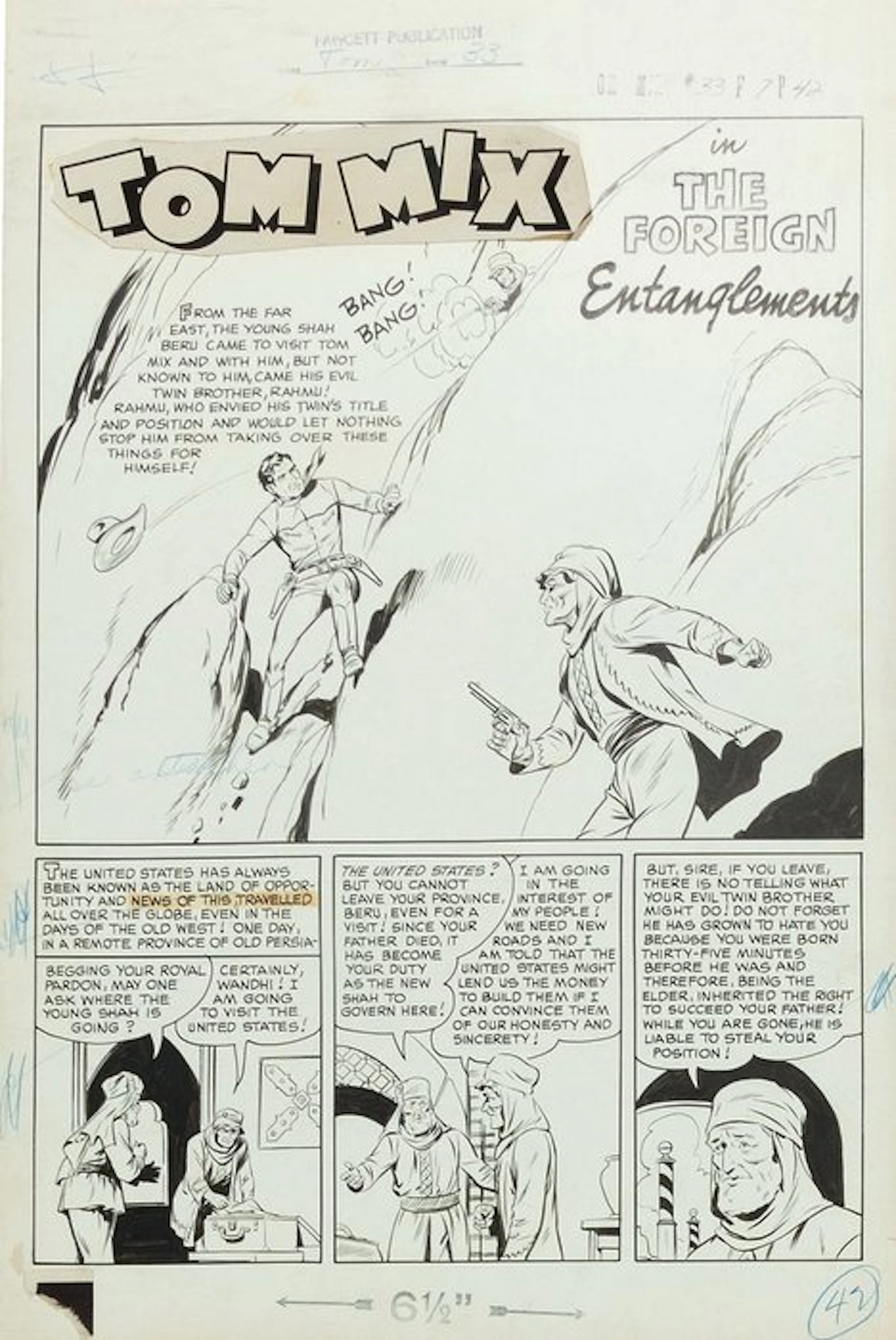 Unbekannt - 1 Original drawing - Tom Mix - The Foreign Entanglements - 1950