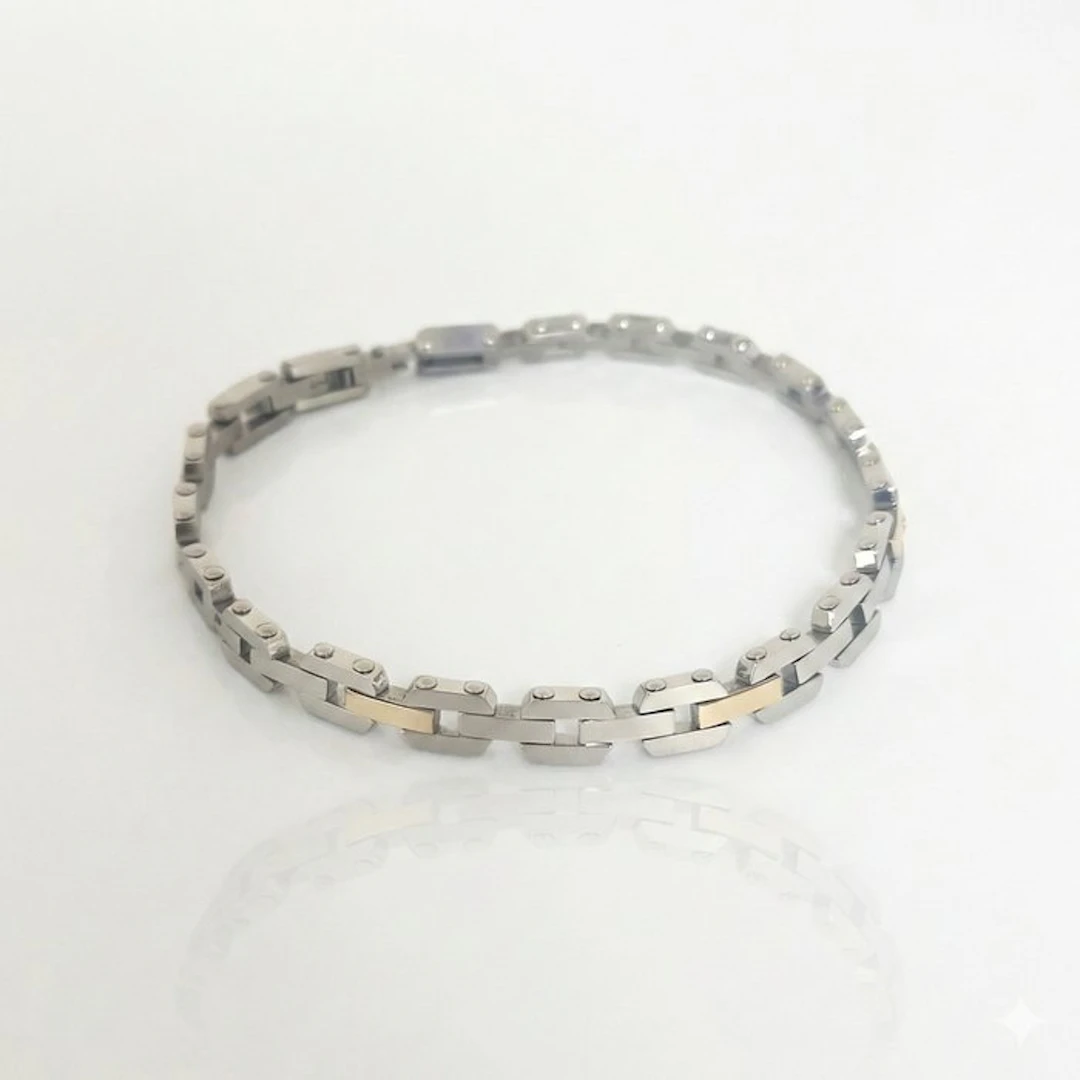 Diamond - 18 kt. - Steel, Yellow gold - Bracelet - Artisanal