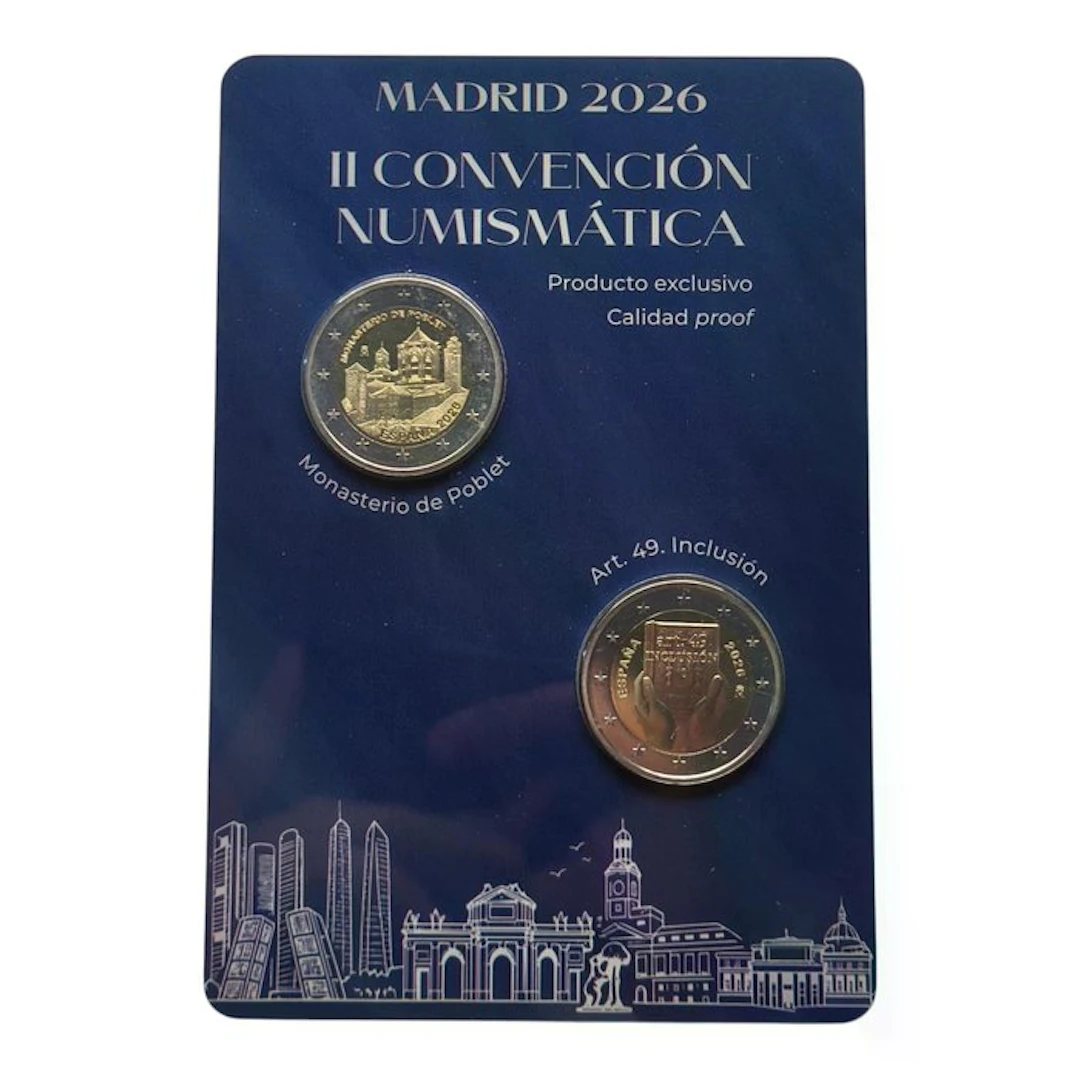 Spain. 2 Euro 2026 "Inclusion" + "Monasterio de Poblet"...