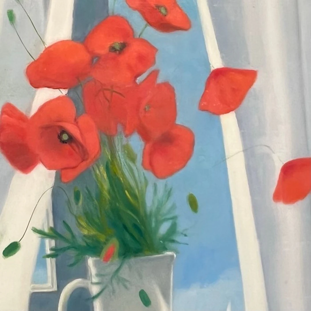 Yves Ganne (1931-2019) - Nature morte aux coquelicots et...