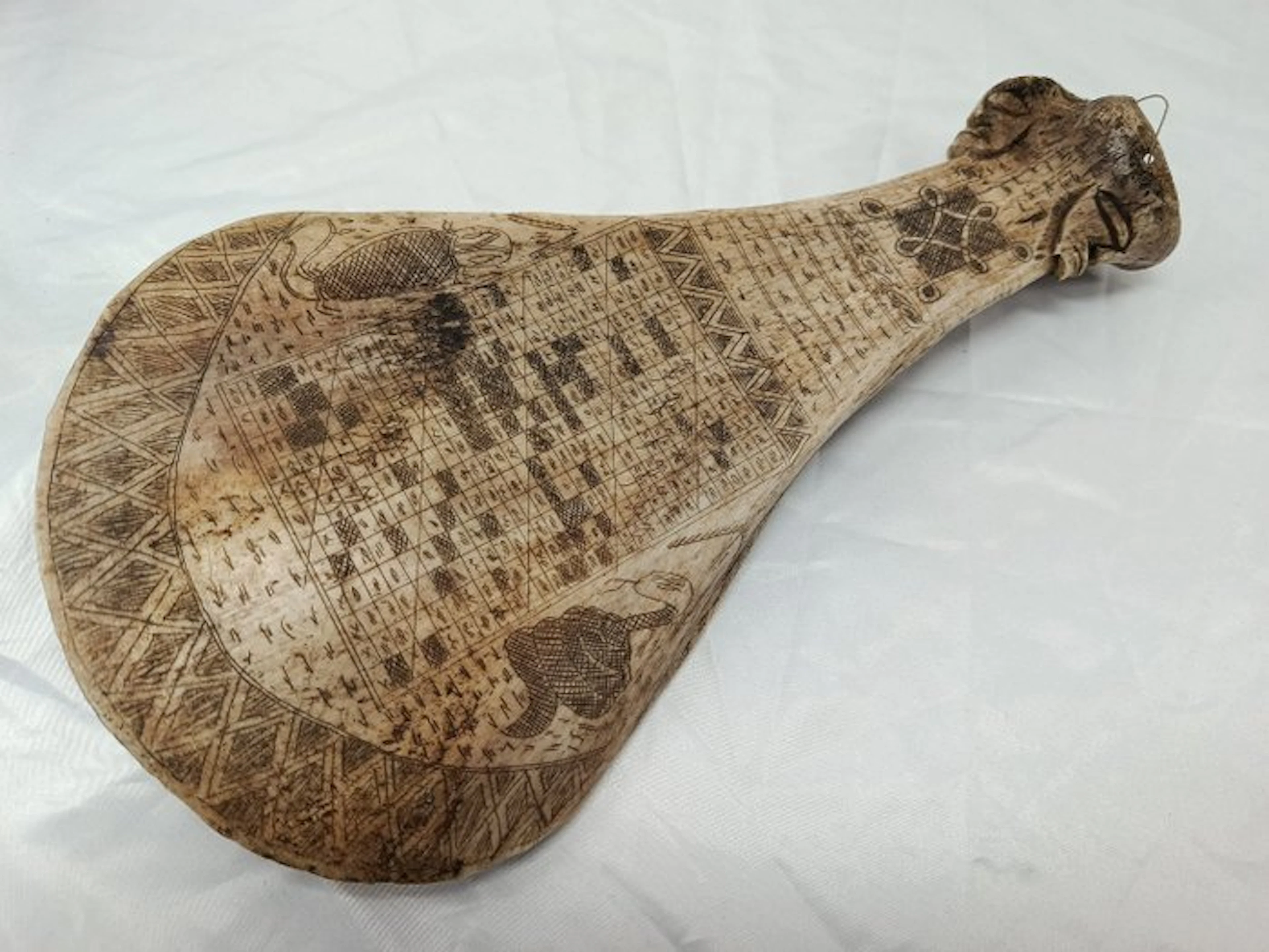 Interesting 1930s Hand-carved Ox Shoulder Blade Bone...