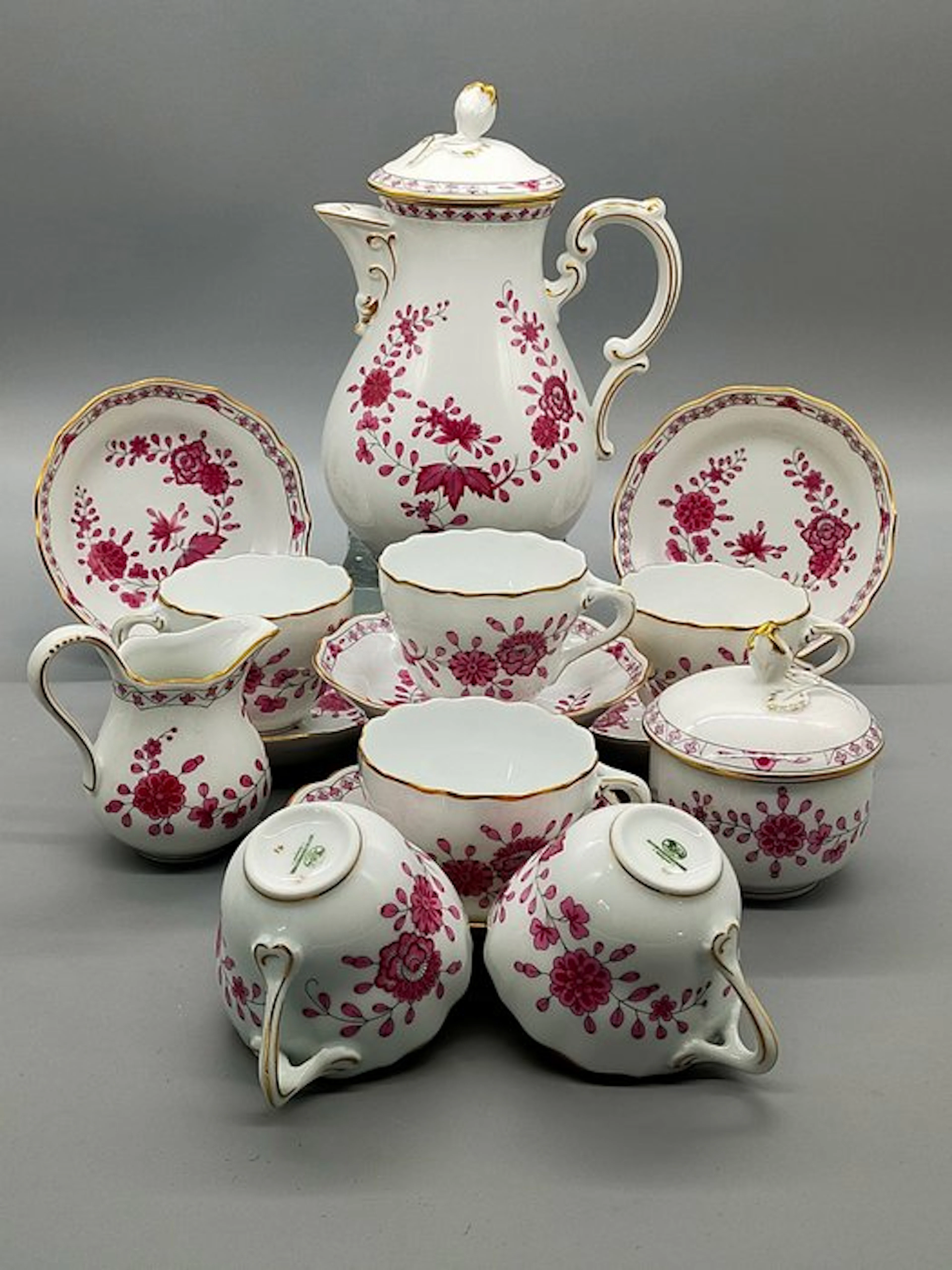 Hutschenreuther - Coffee set - Kaffeeservice Indisch Purpur Rosé - Porcelain
