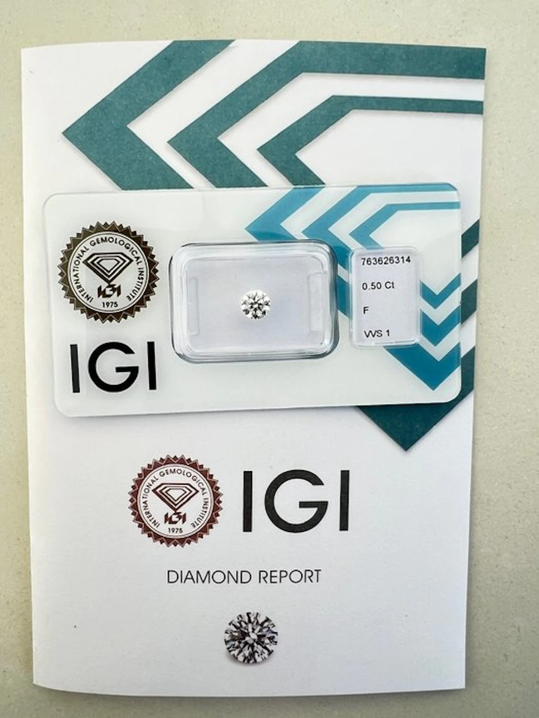 1 pcs Diamond (Natural) - 0.50 ct - Round - F - VVS1...