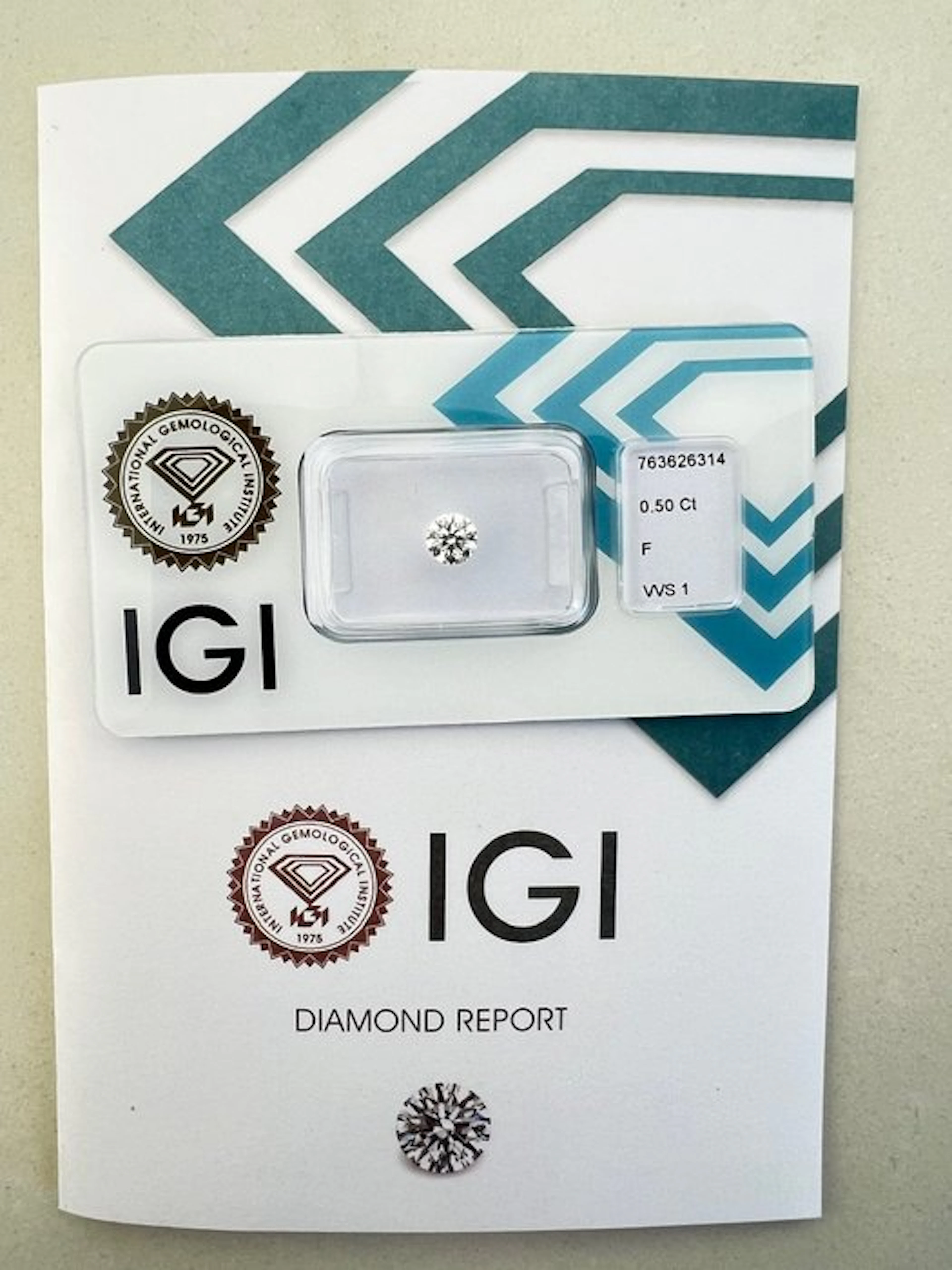 1 pcs Diamond (Natural) - 0.50 ct - Round - F - VVS1...