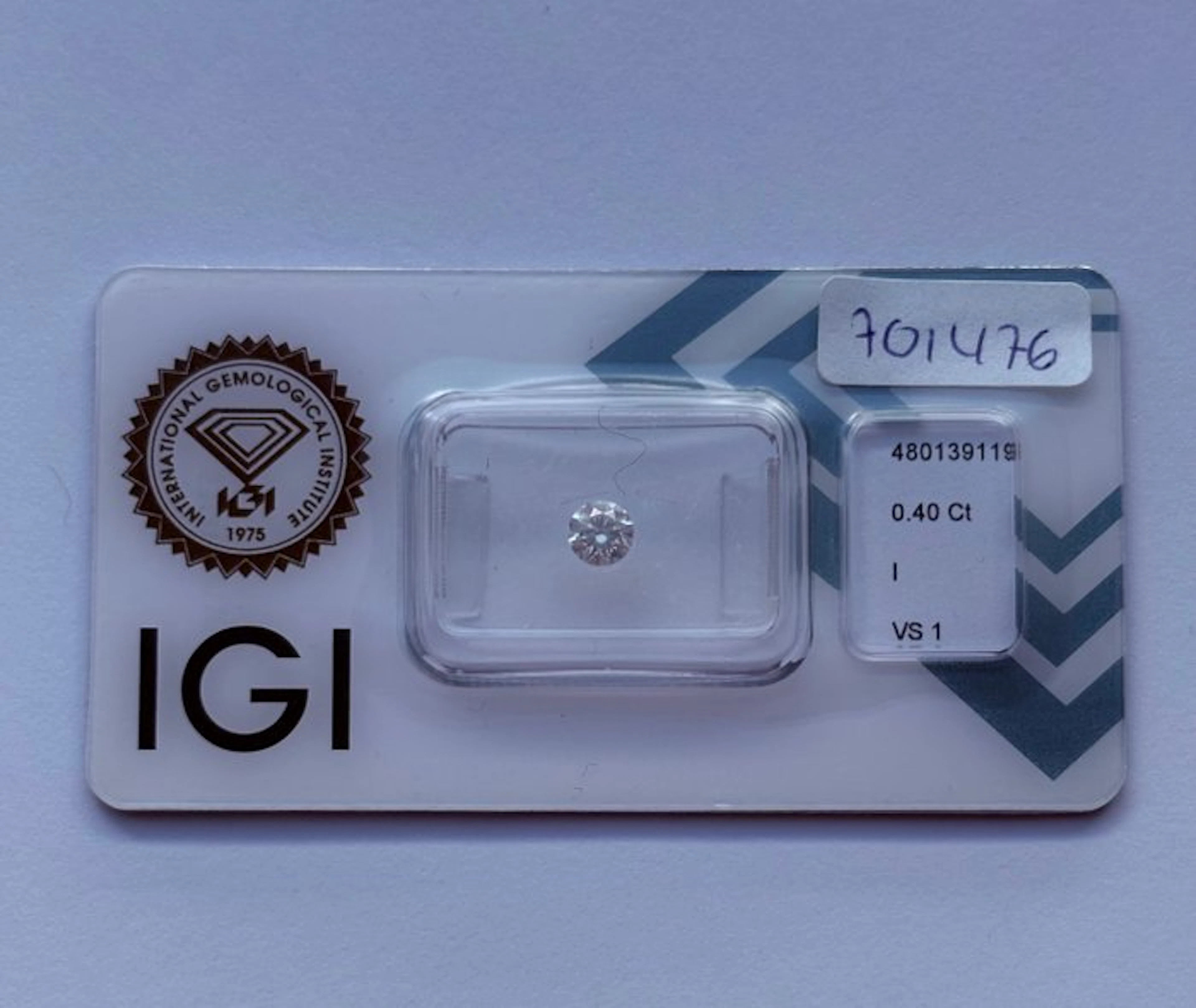 1 pcs Diamond (Natural) - 0.40 ct - Round - I - VS1...