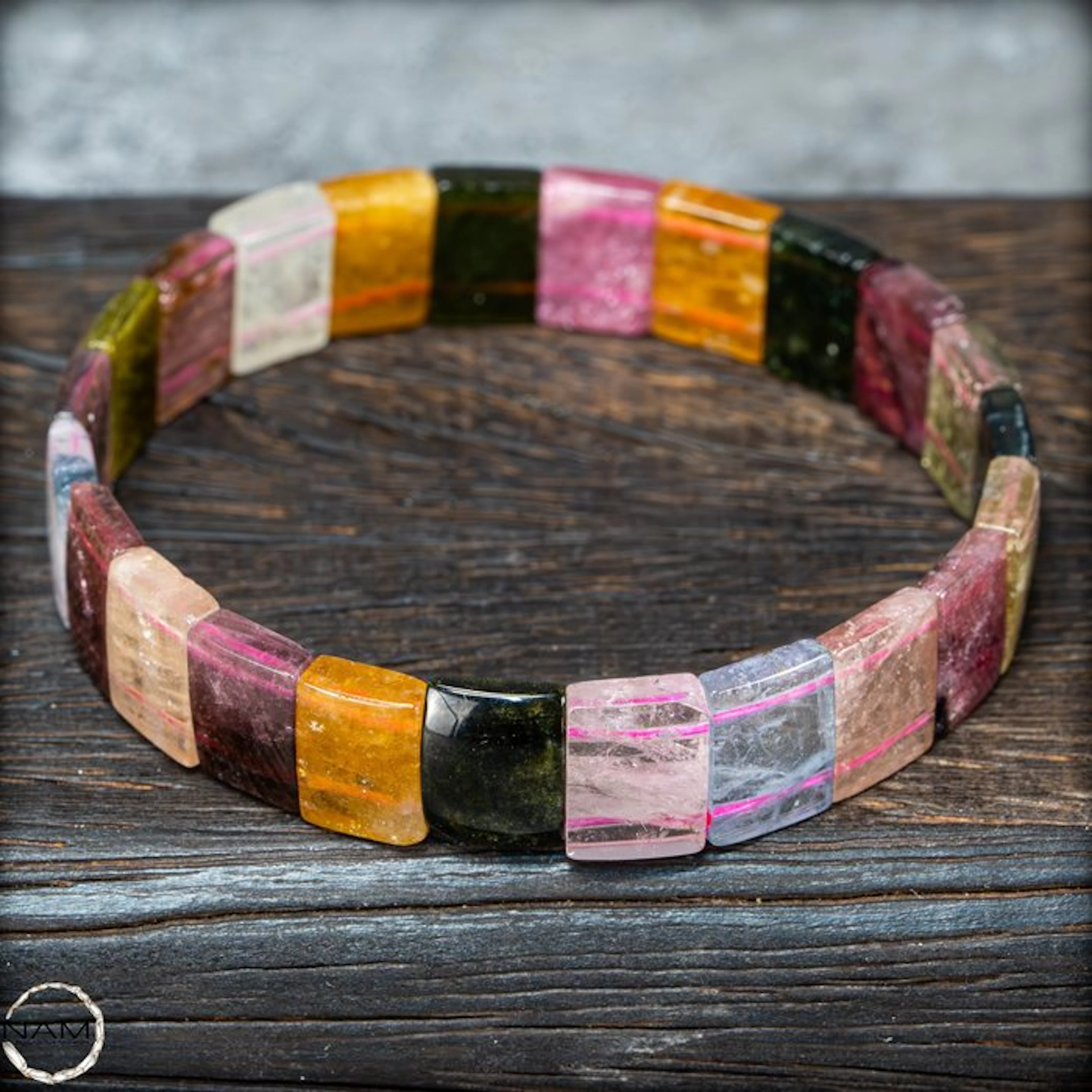 Rare natural transparent rainbow tourmaline bracelet of the highest quality