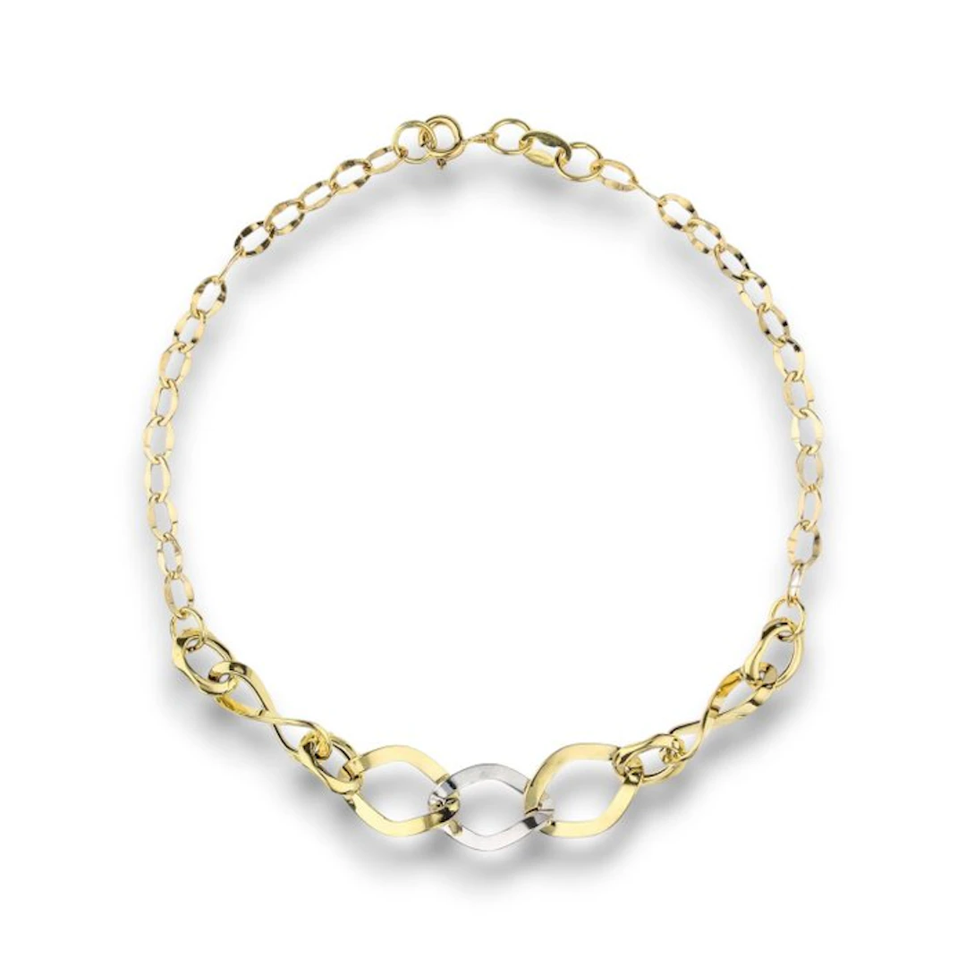 Bracelet - 18 kt. Yellow gold, White gold - 2.7 g chain bracelet