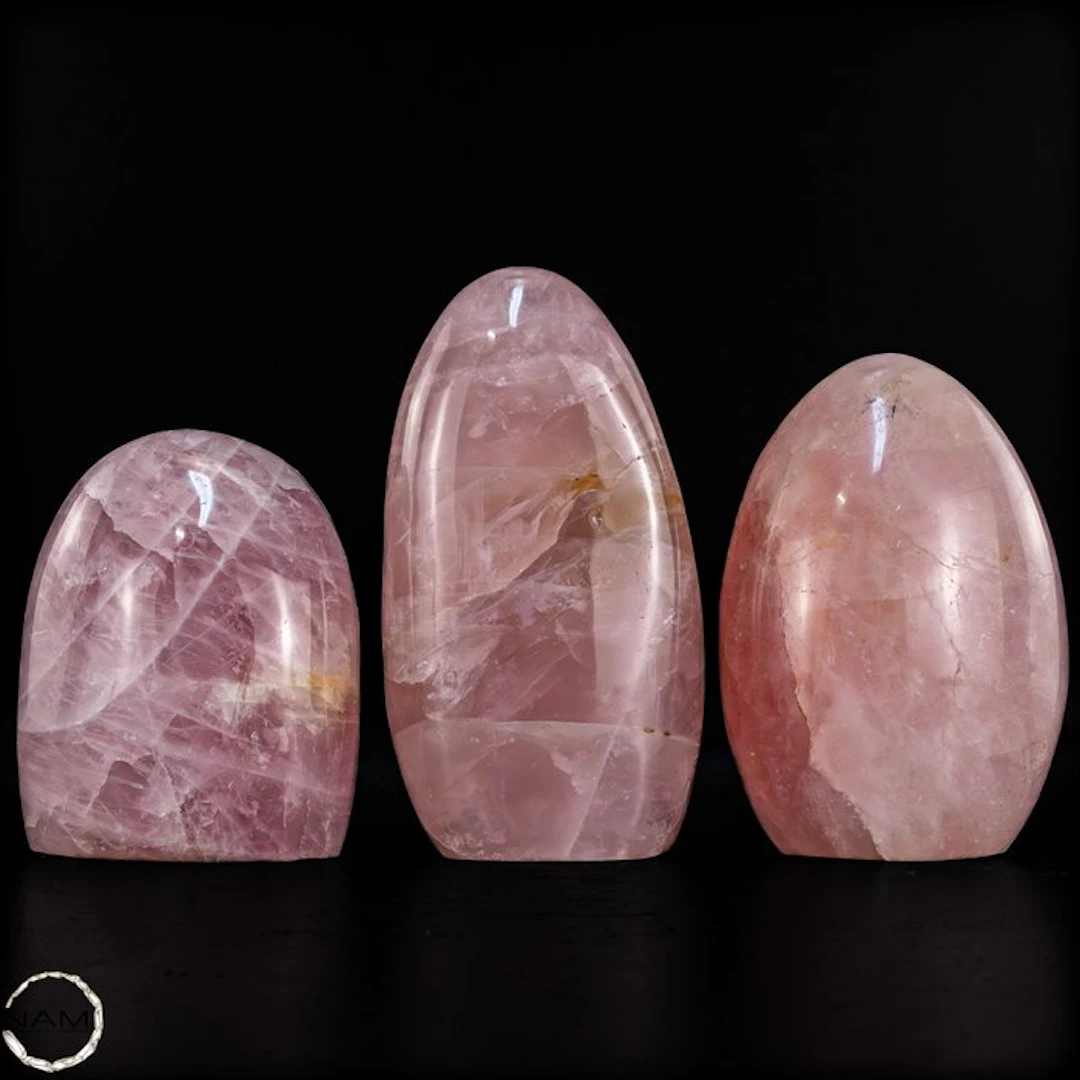 Rose Quartz Set – three hand-polished free-form shapes...