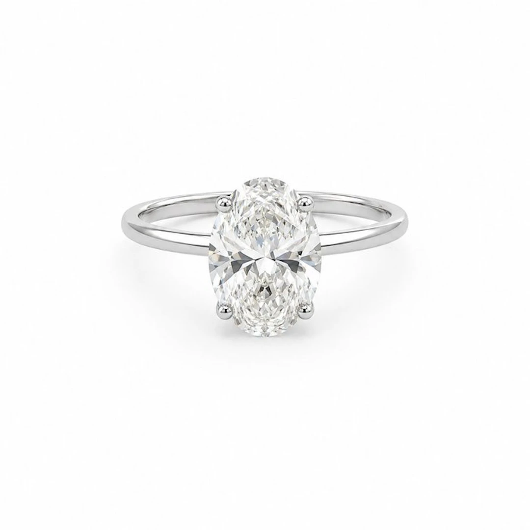No reserve price - Ring - 14 kt. White gold - 4.01ct. tw. Diamond (Lab-grown)