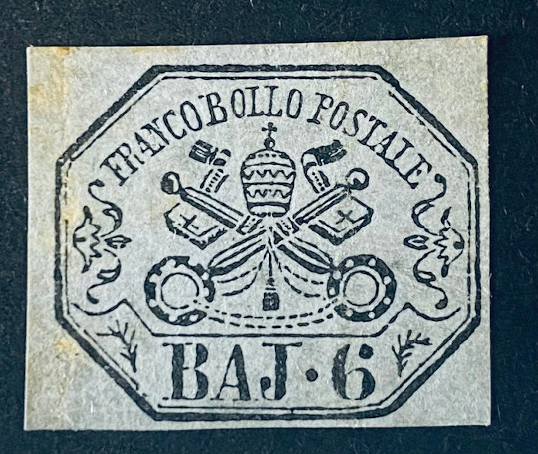Italian Ancient States - Papal State 1851/1867 - 6 bad lilac blueish