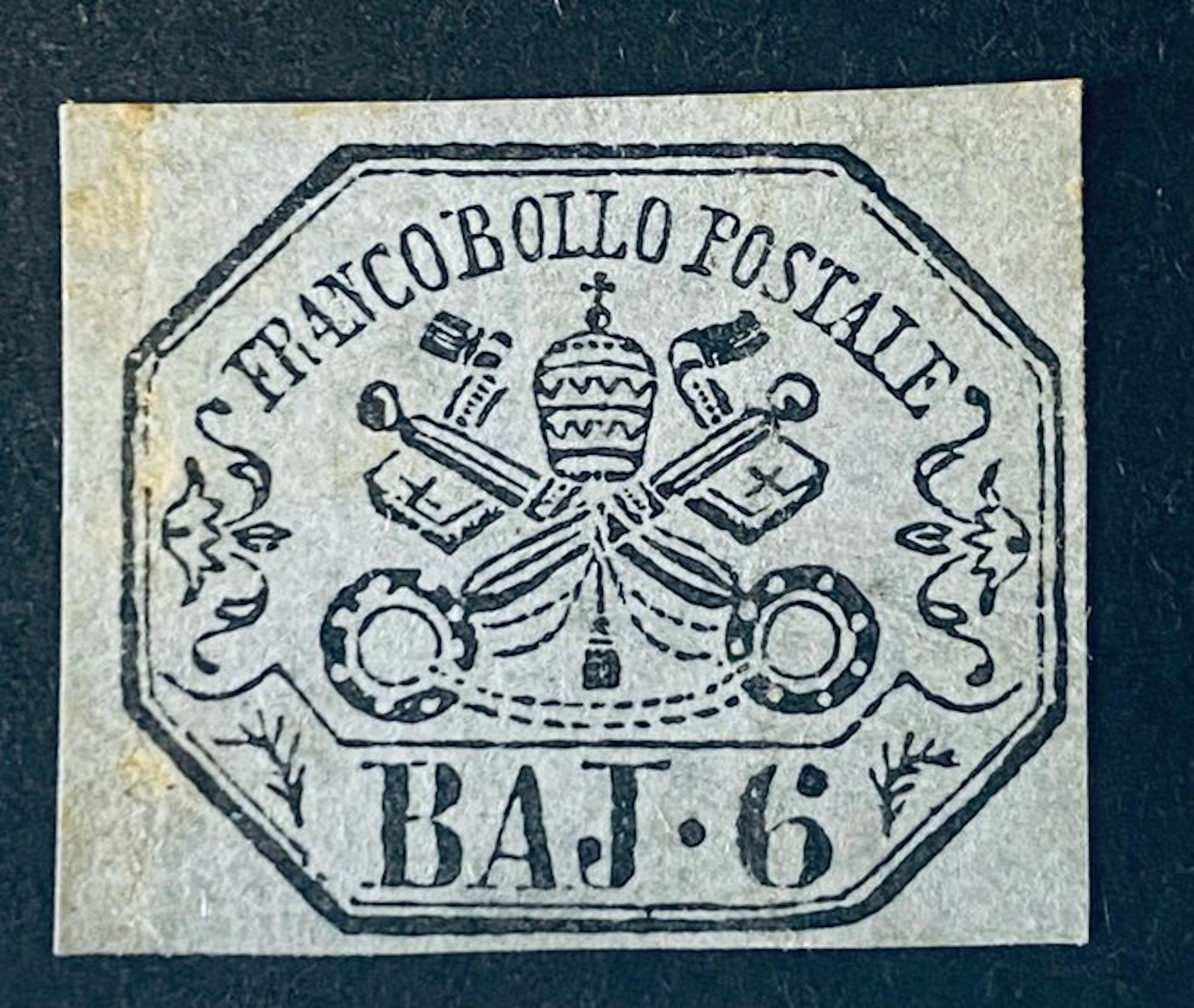 Italian Ancient States - Papal State 1851/1867 - 6 bad lilac blueish