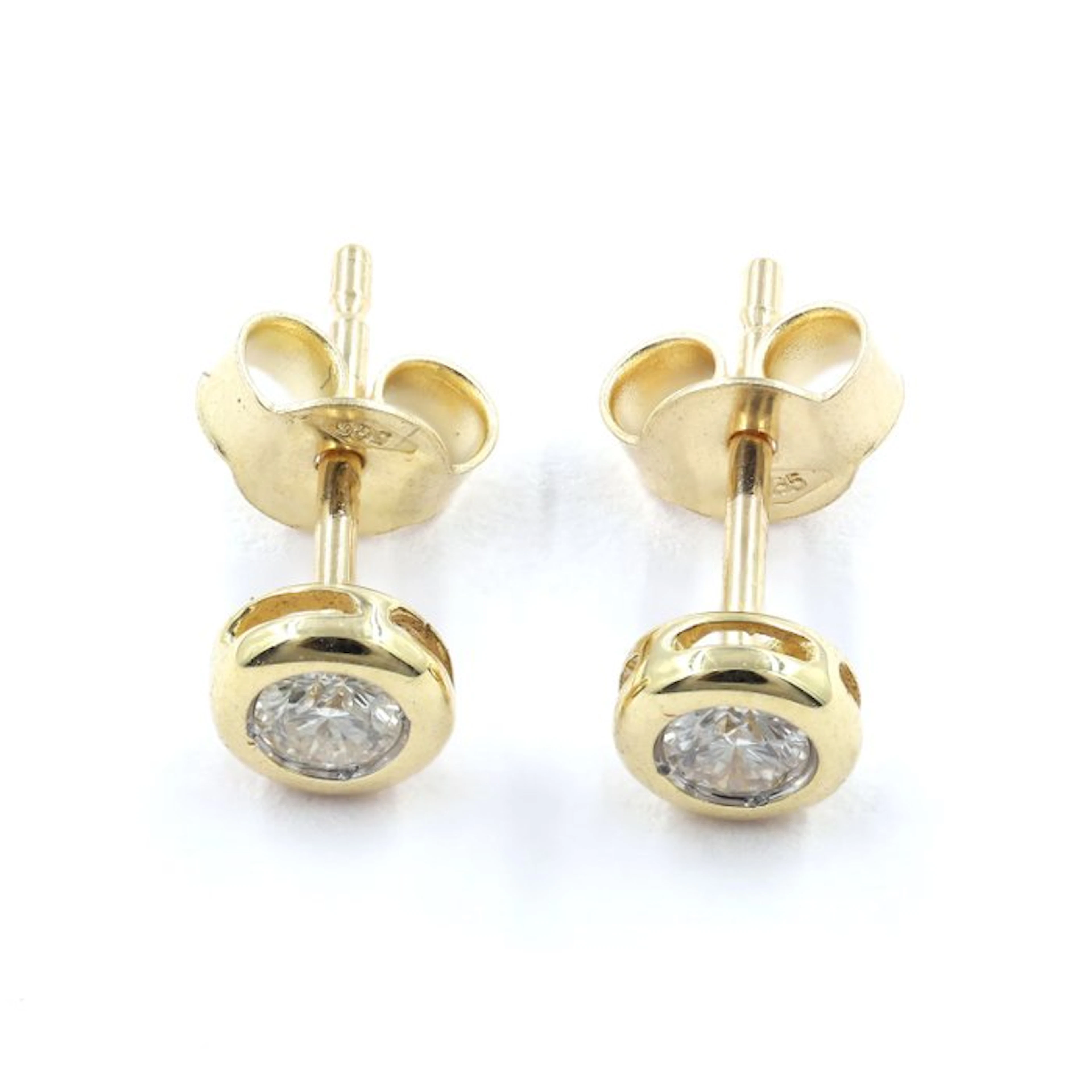 No reserve price - Earrings - 14 kt. Yellow gold - 0.22ct. tw. Diamond