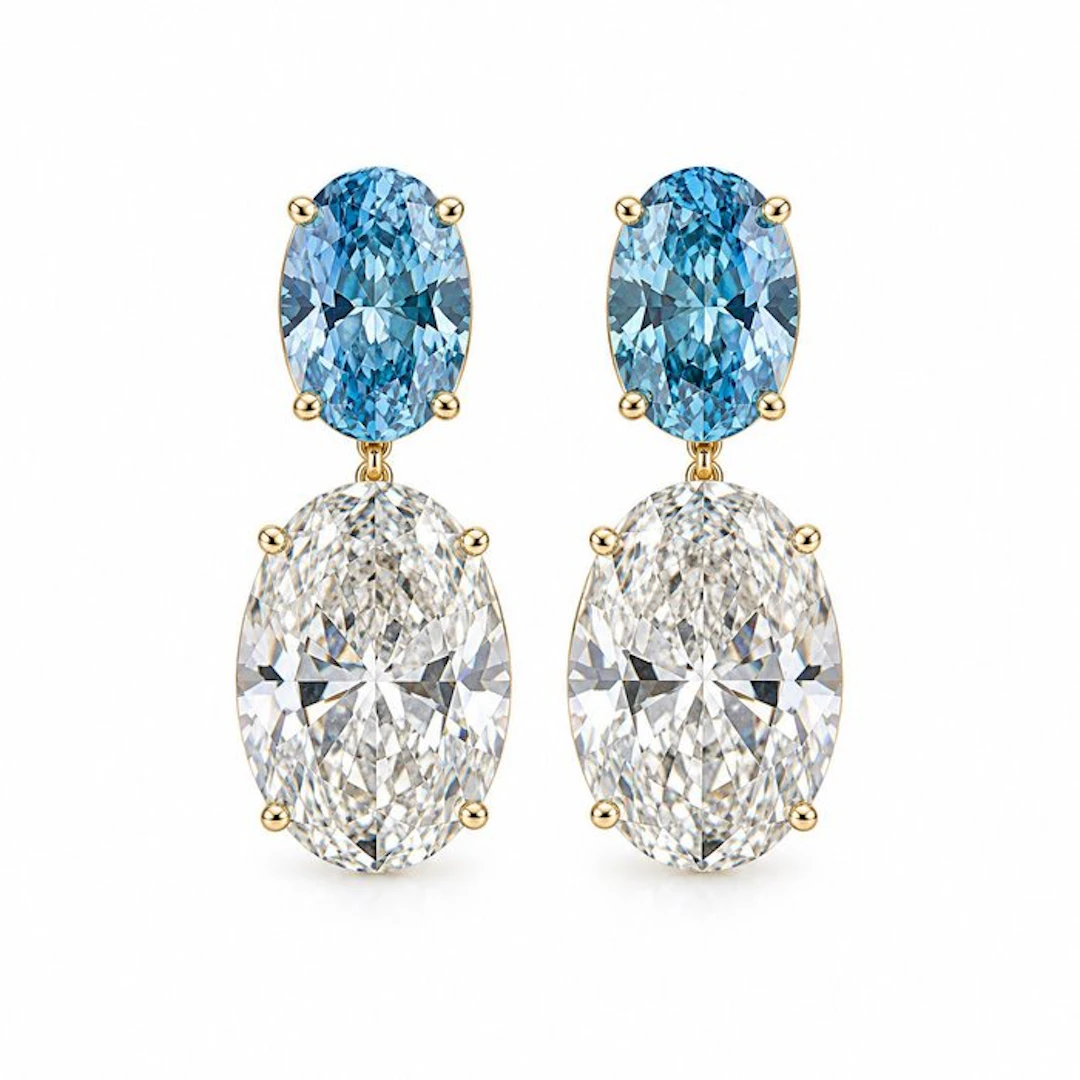 Earrings - 14 kt. Yellow gold - 13.04ct. tw. Diamond (Lab-grown) - Diamond